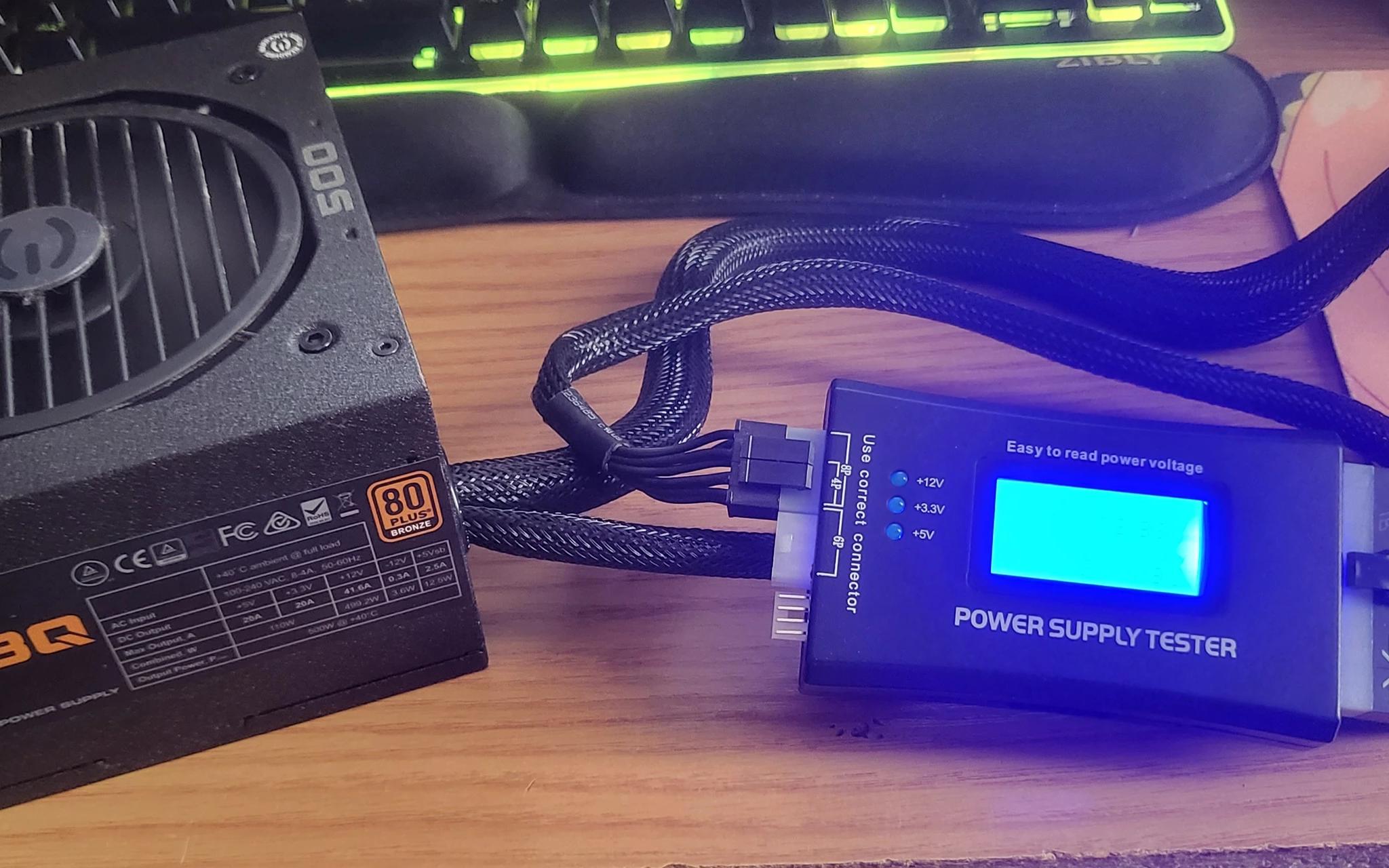 USED EVGA 500BQ Power Supply w/Power Cord and PCI-E Power Cable