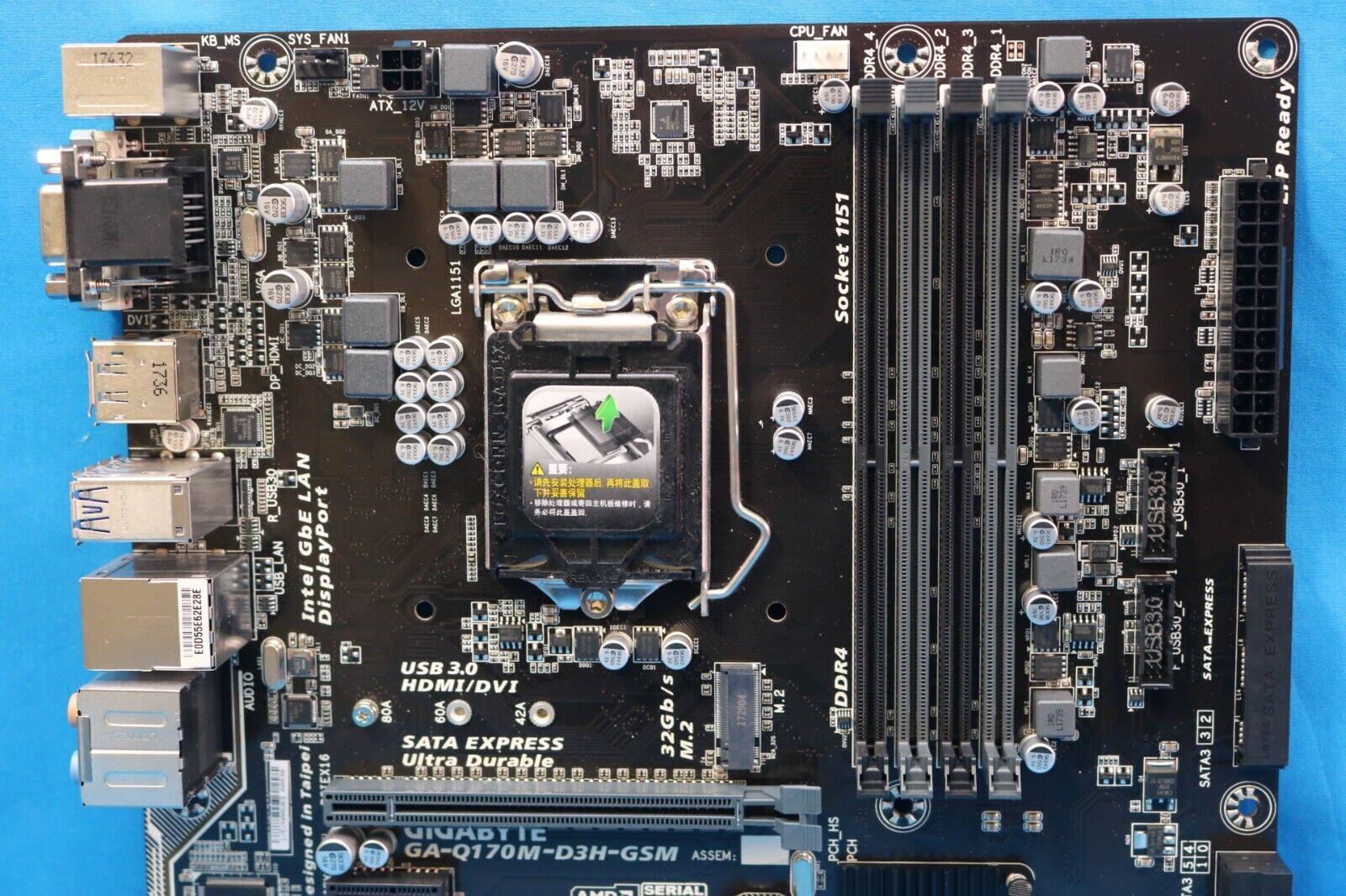 Gigabyte GA-Q170M-D3H-GSM Intel LGA1151/Socket H4 DDR4 mATX Motherboard & I/O