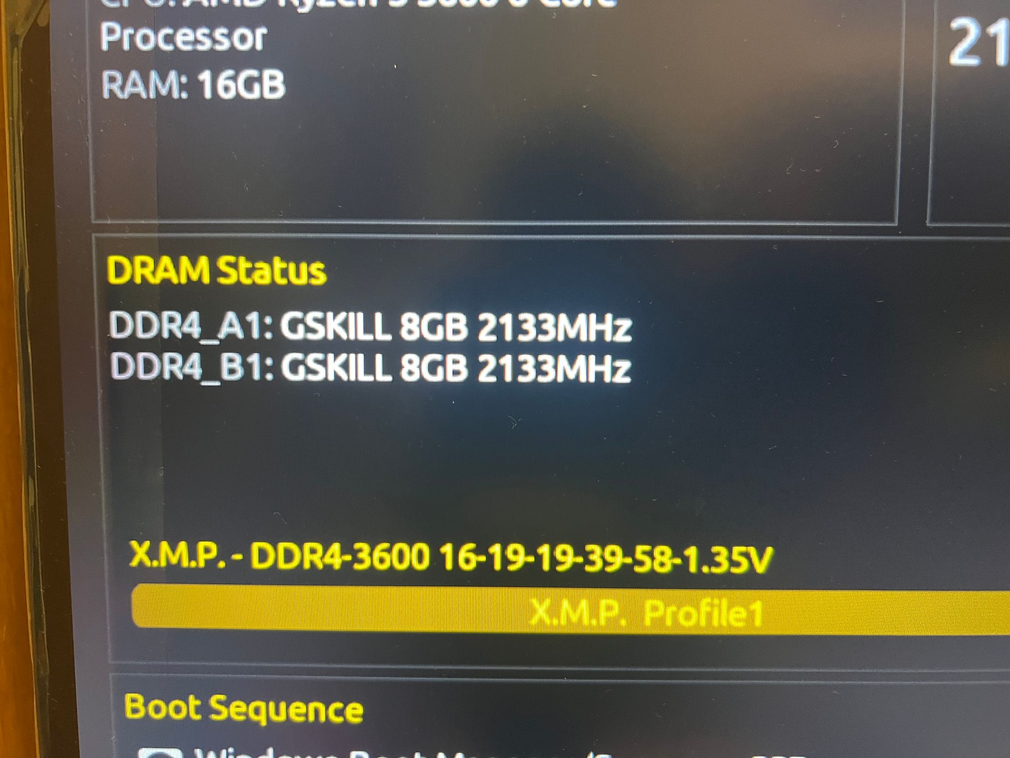 16GB (2x8GB) DDR4-3600MHz CL16 G.SKILL RAM Memory