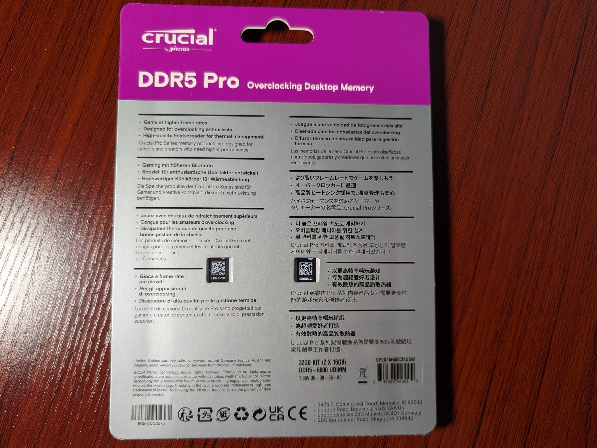 Crucial Pro Overclocking 32GB (2x16GB) DDR5 6000 RAM *BRAND NEW SEALED*