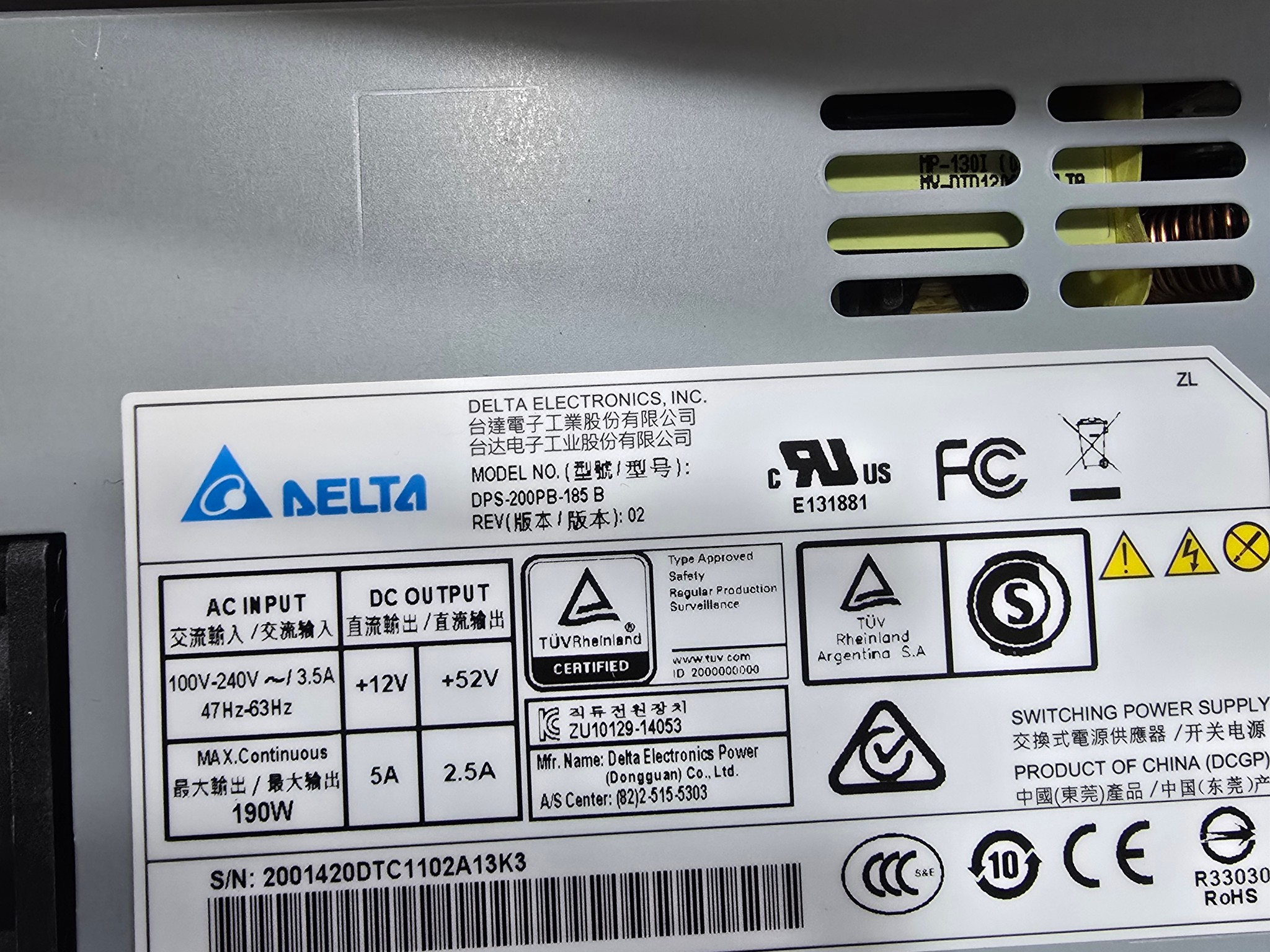 New 4 +2 pin 190W Power Supply Compatible with DPS-200PB-185 B