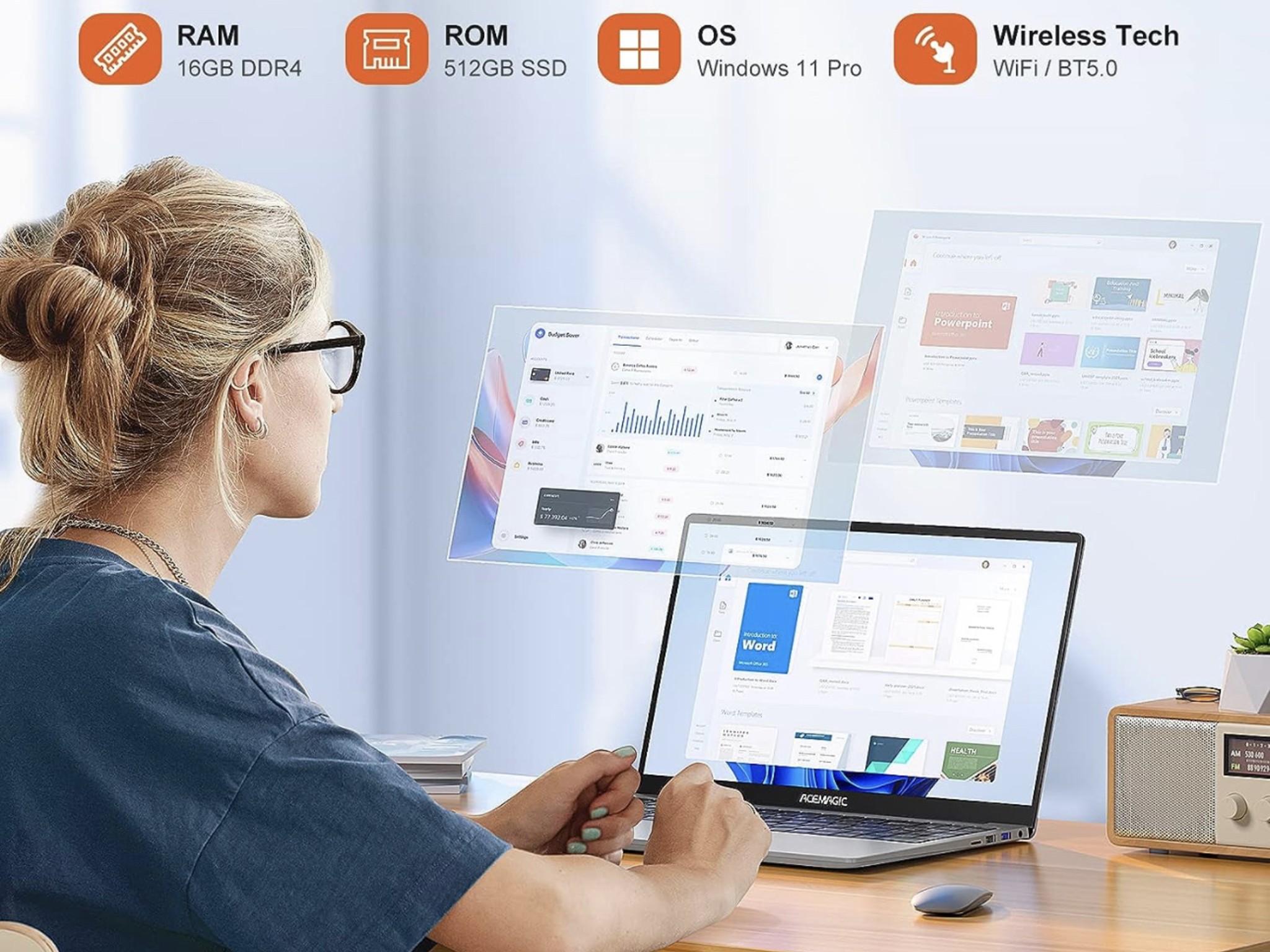 Laptop 15.6 FHD 16GB DDR4 512GB SSD, Intel Quad-Core 12th Alder Lake N95(Up to 3.4GHz)