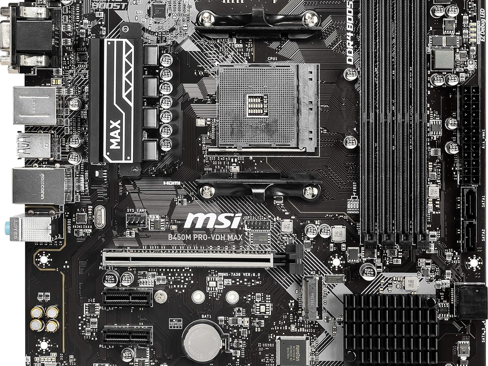 MSI B450M PRO-VDH MAX AMD AM4 DDR4 Micro-ATX Desktop Motherboard