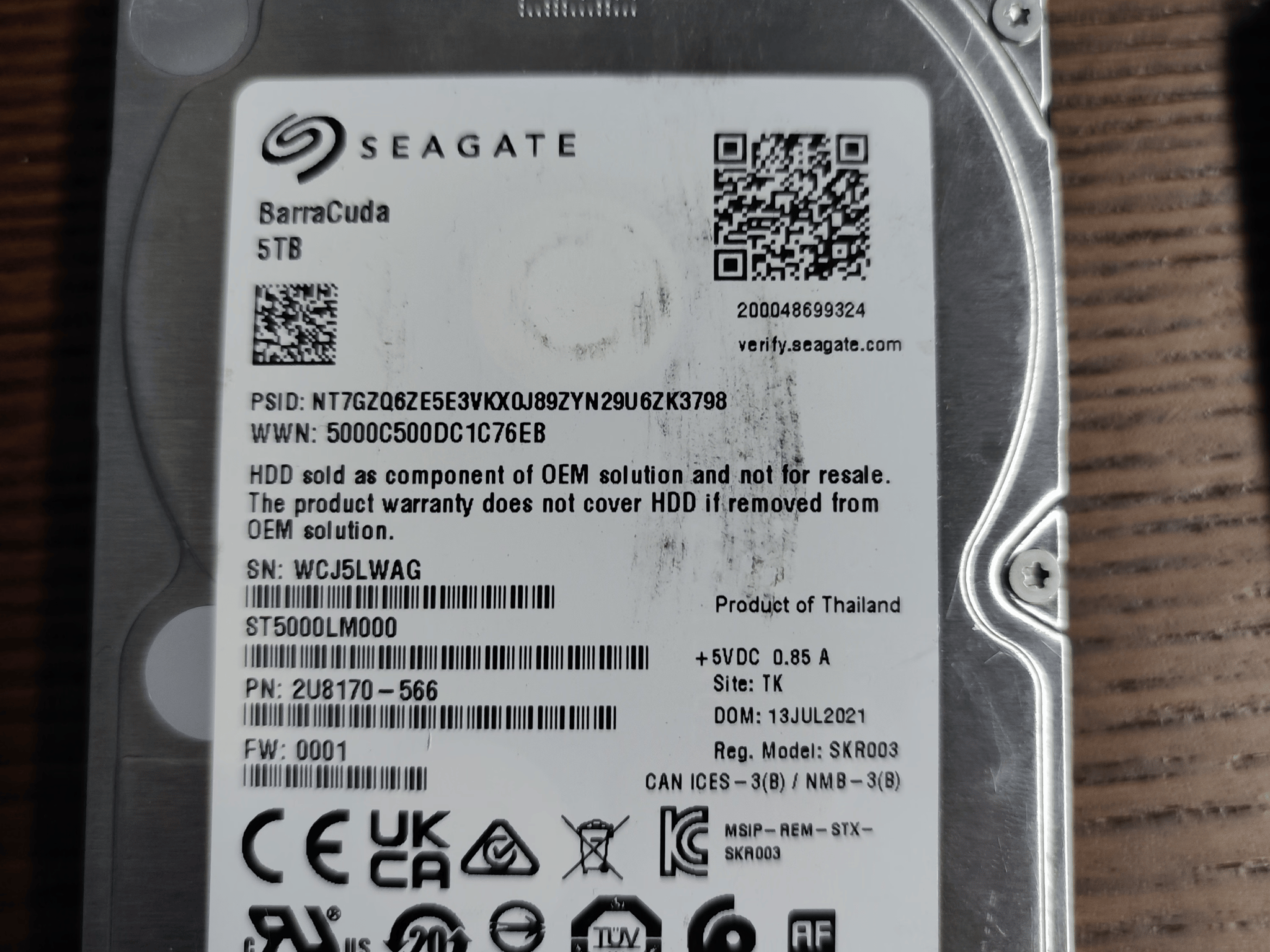 Seagate BarraCuda 2.5" 5TB 5400 RPM 128mb Cache HDD