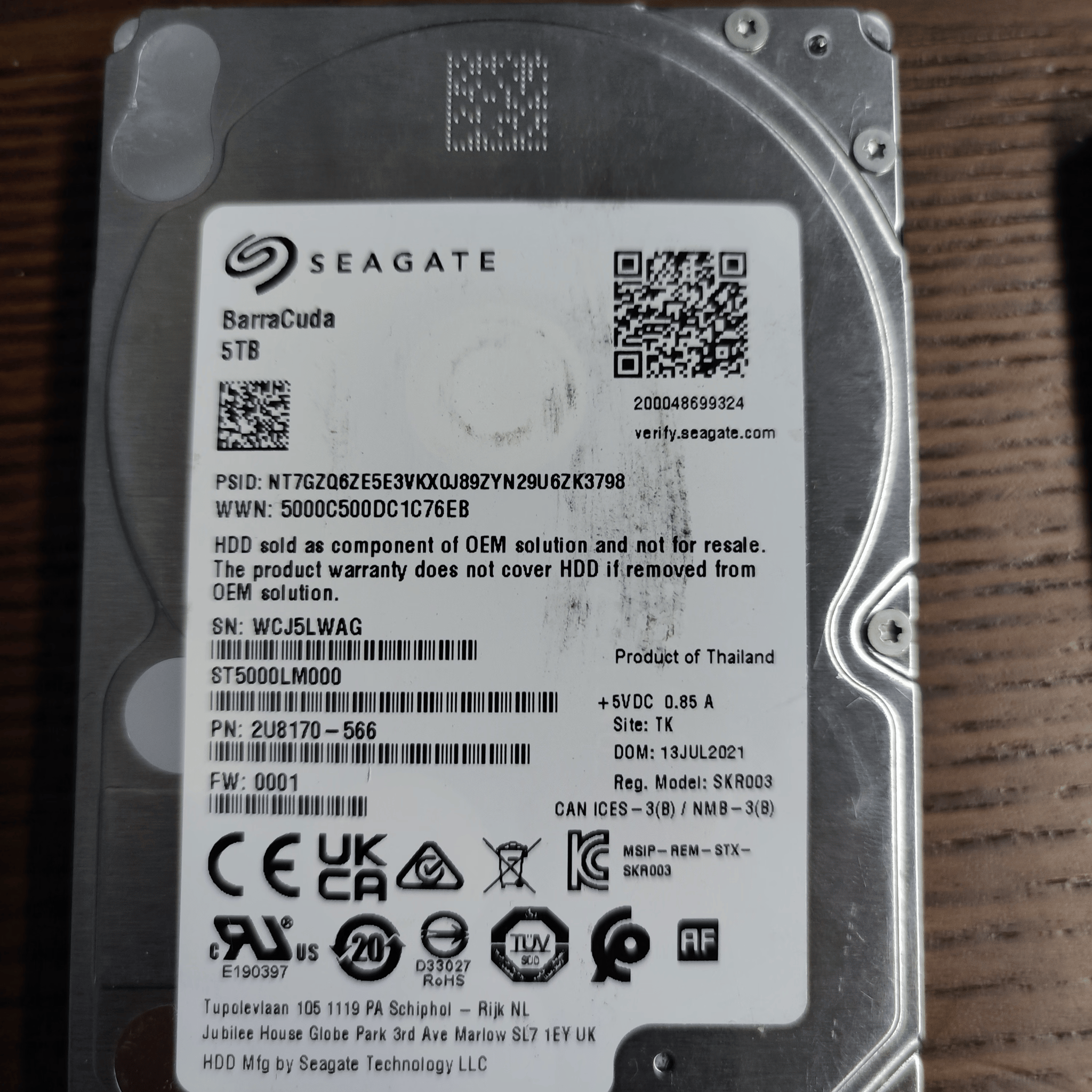 Seagate BarraCuda 2.5" 5TB 5400 RPM 128mb Cache HDD