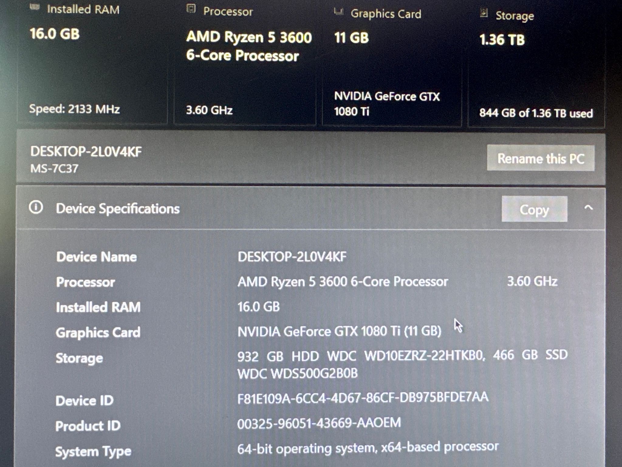 GeForce GTX 1080 Ti Custom Gaming PC - Ryzen 5 3600, 16GB RAM