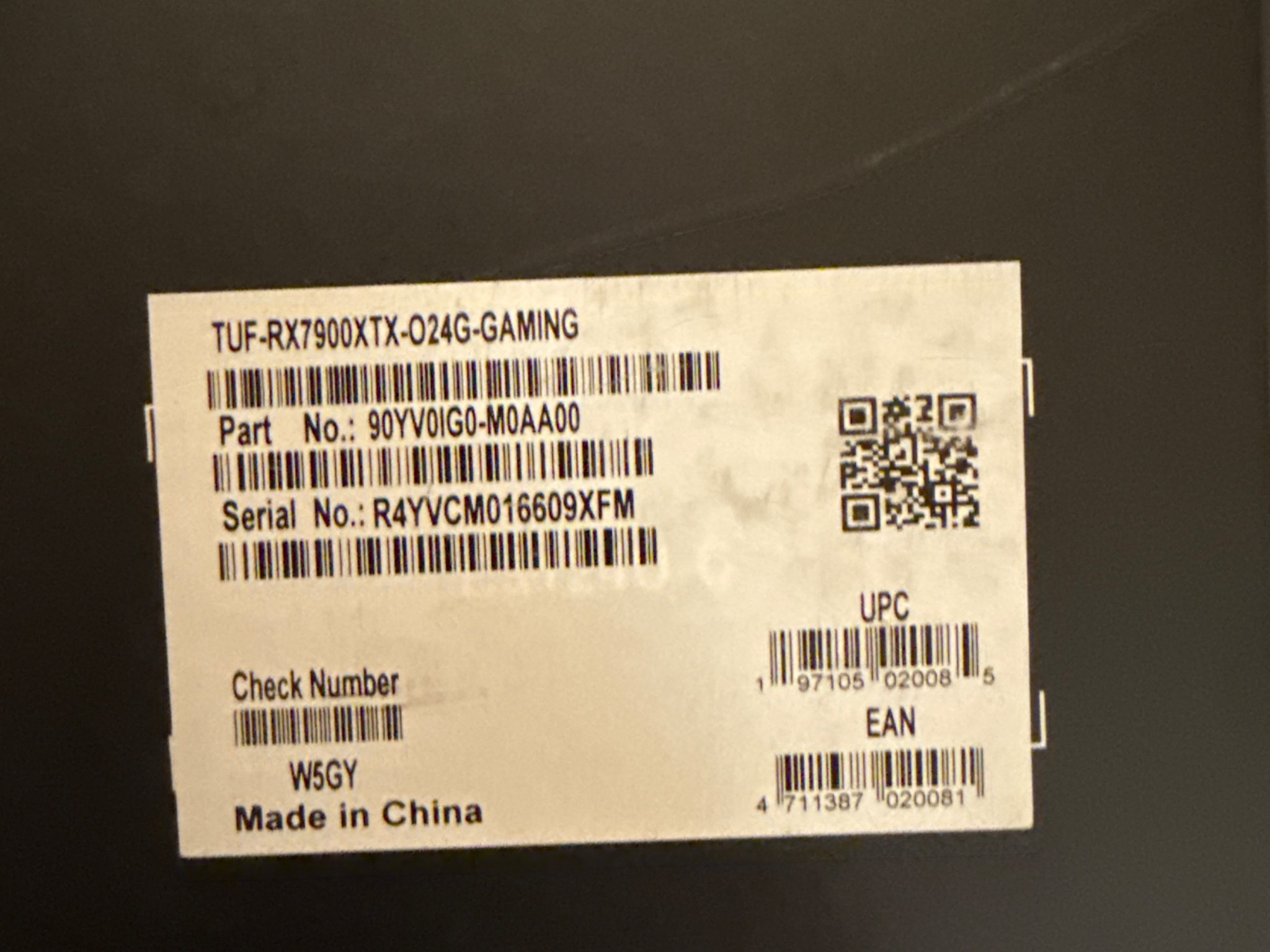 Used Asus TUF RX 7900 XTX OC Edition