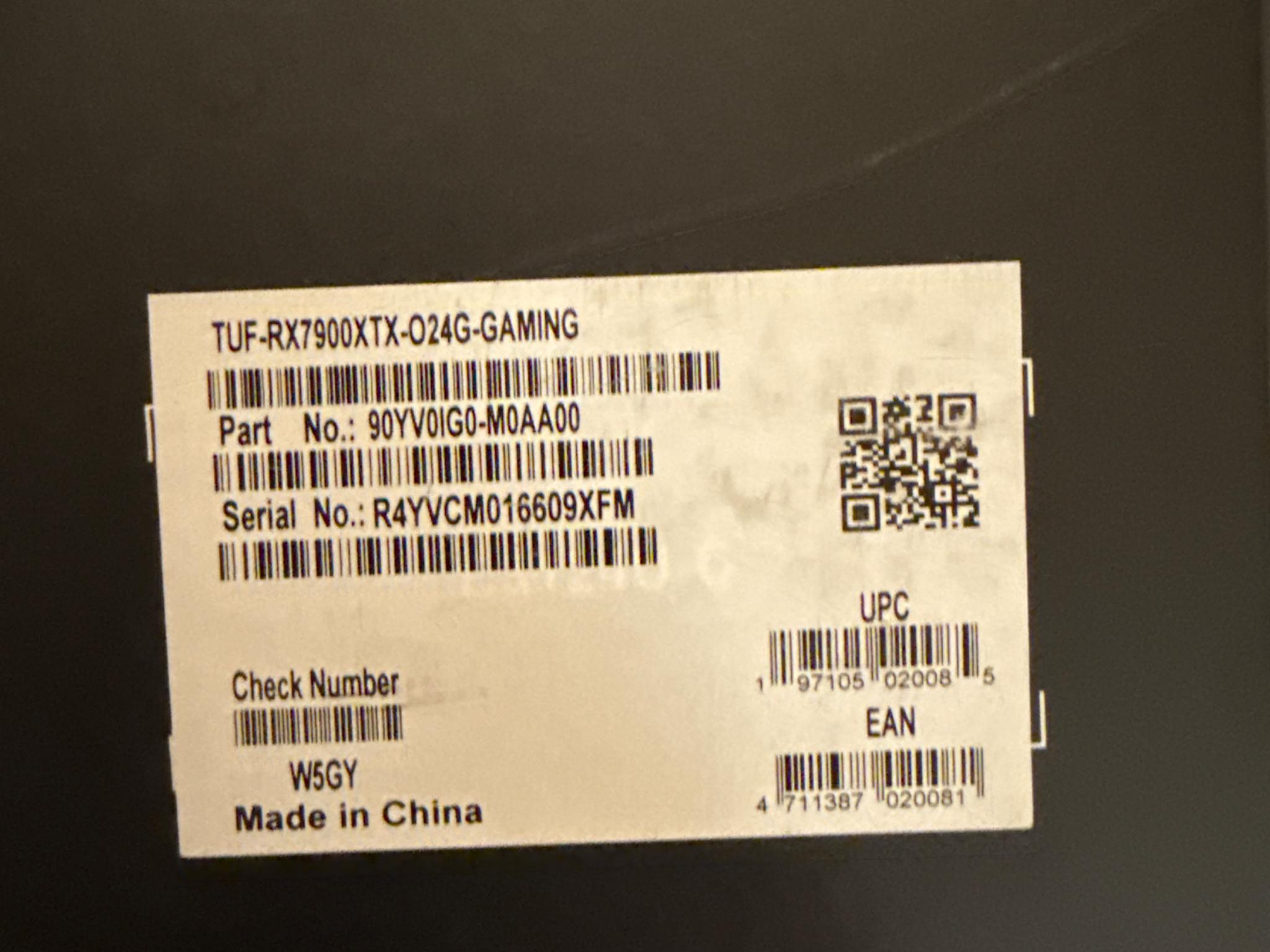 Used Asus TUF RX 7900 XTX OC Edition