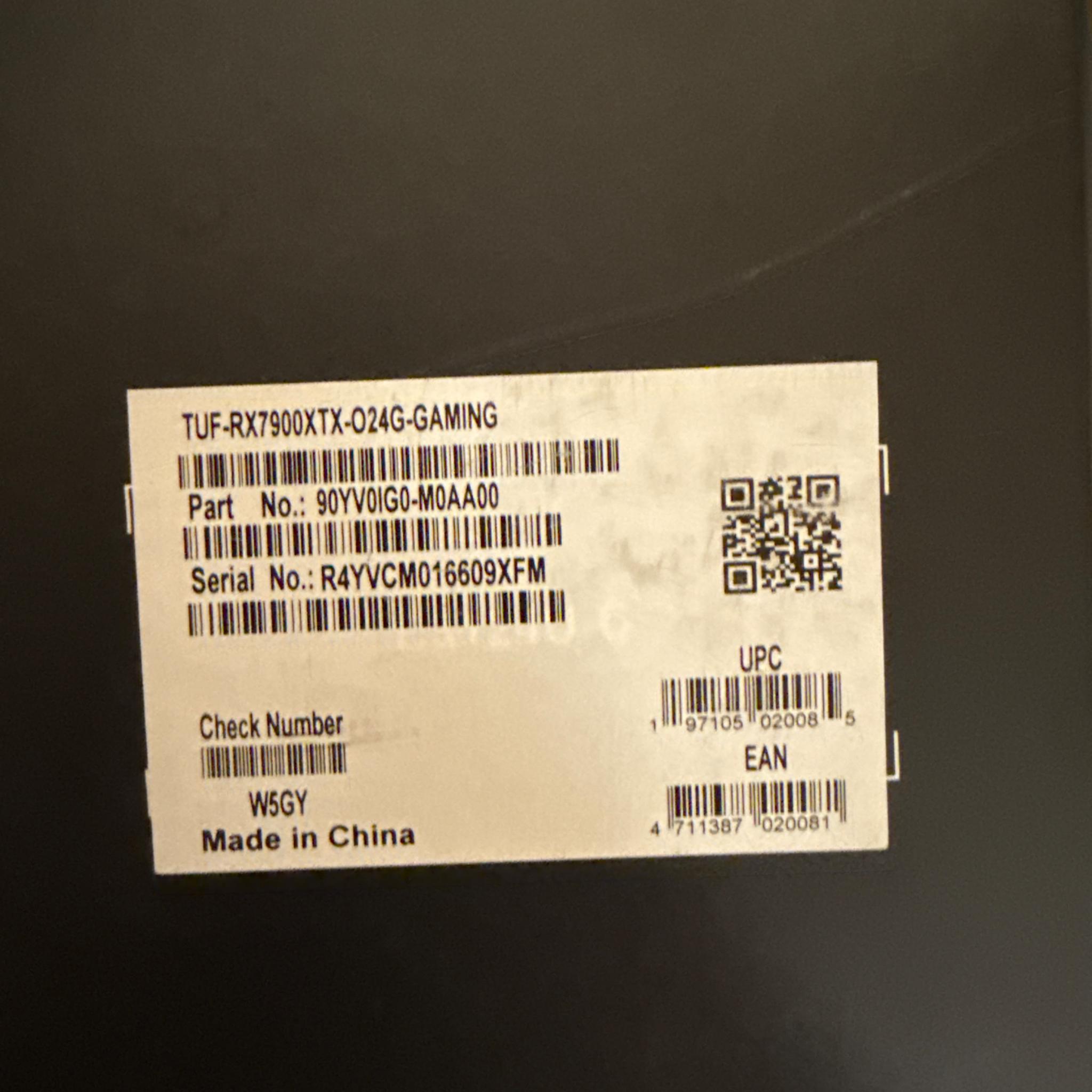 Used Asus TUF RX 7900 XTX OC Edition