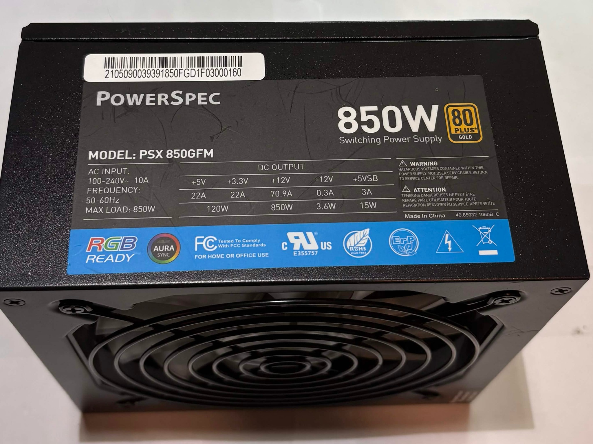 PowerSpec PSX 850GFM 850W 80+ Gold Semi-Modular Power Supply