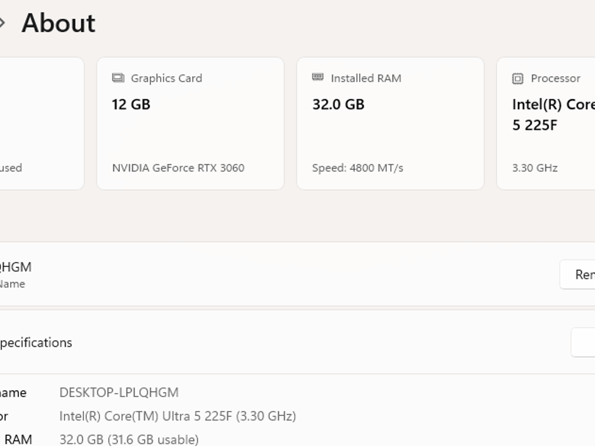 Intel Core Ultra 5 225F 32GB DDR5 GeForce RTX 3060 12GB 1TB NVMe SSD ASUS TUF GAMING B860M-PLUS WIFI