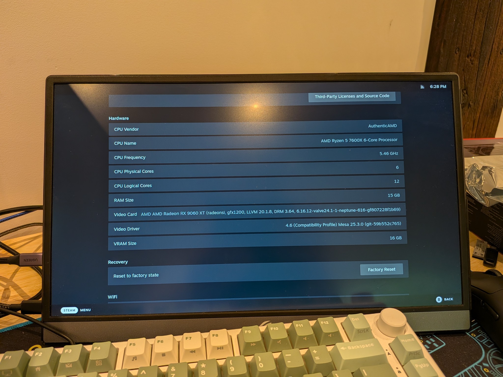 1440p AM5 Steambox - RX 9060 XT 16GB, Ryzen 5 7600X, 16 GB DDR5 RAM, 2 TB NVME, RGB, SteamOS