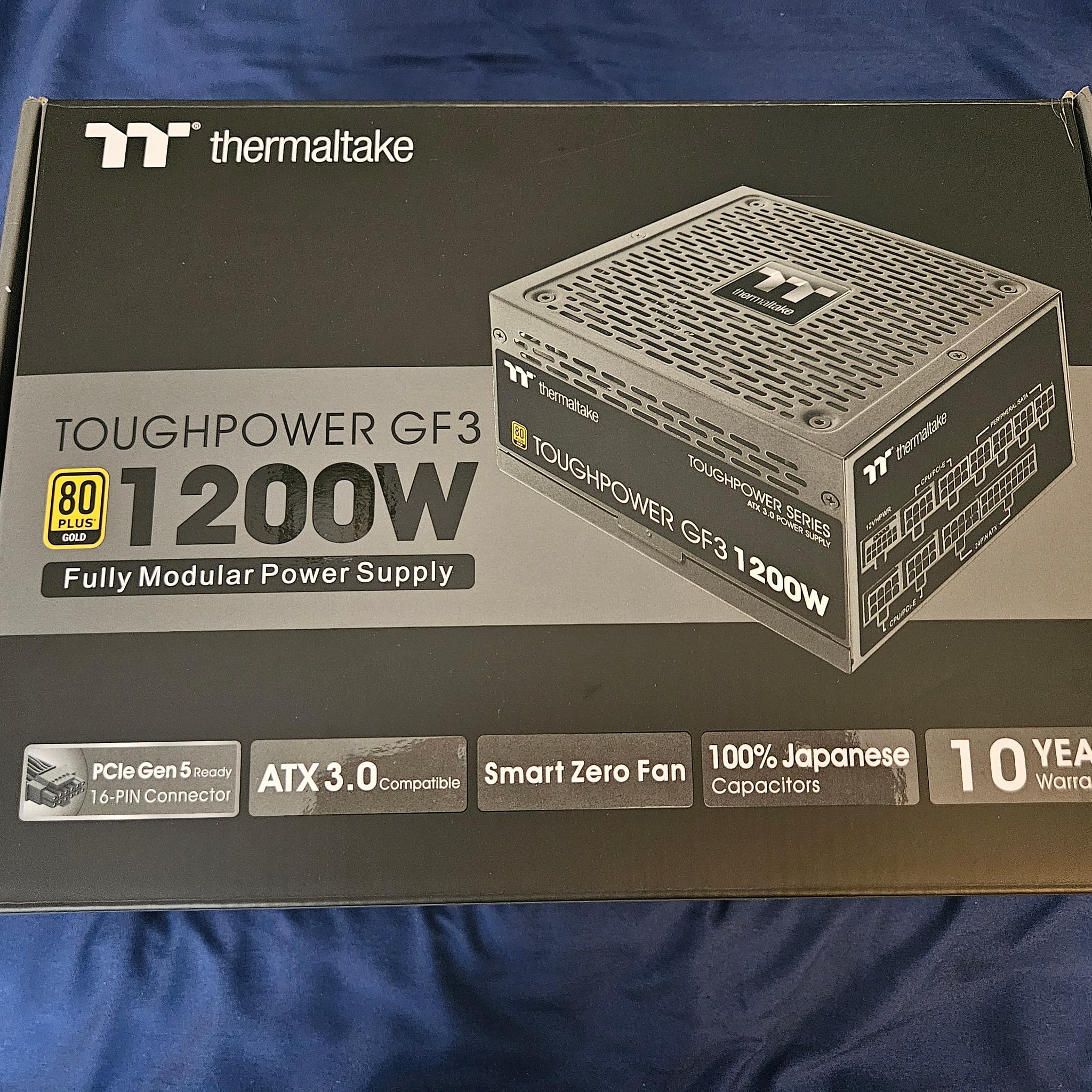 Thermaltake Toughpower GF3 1200W, True 600W 12VHPWR Connectors on PSU 80+ Gold, 8 Year Warranty