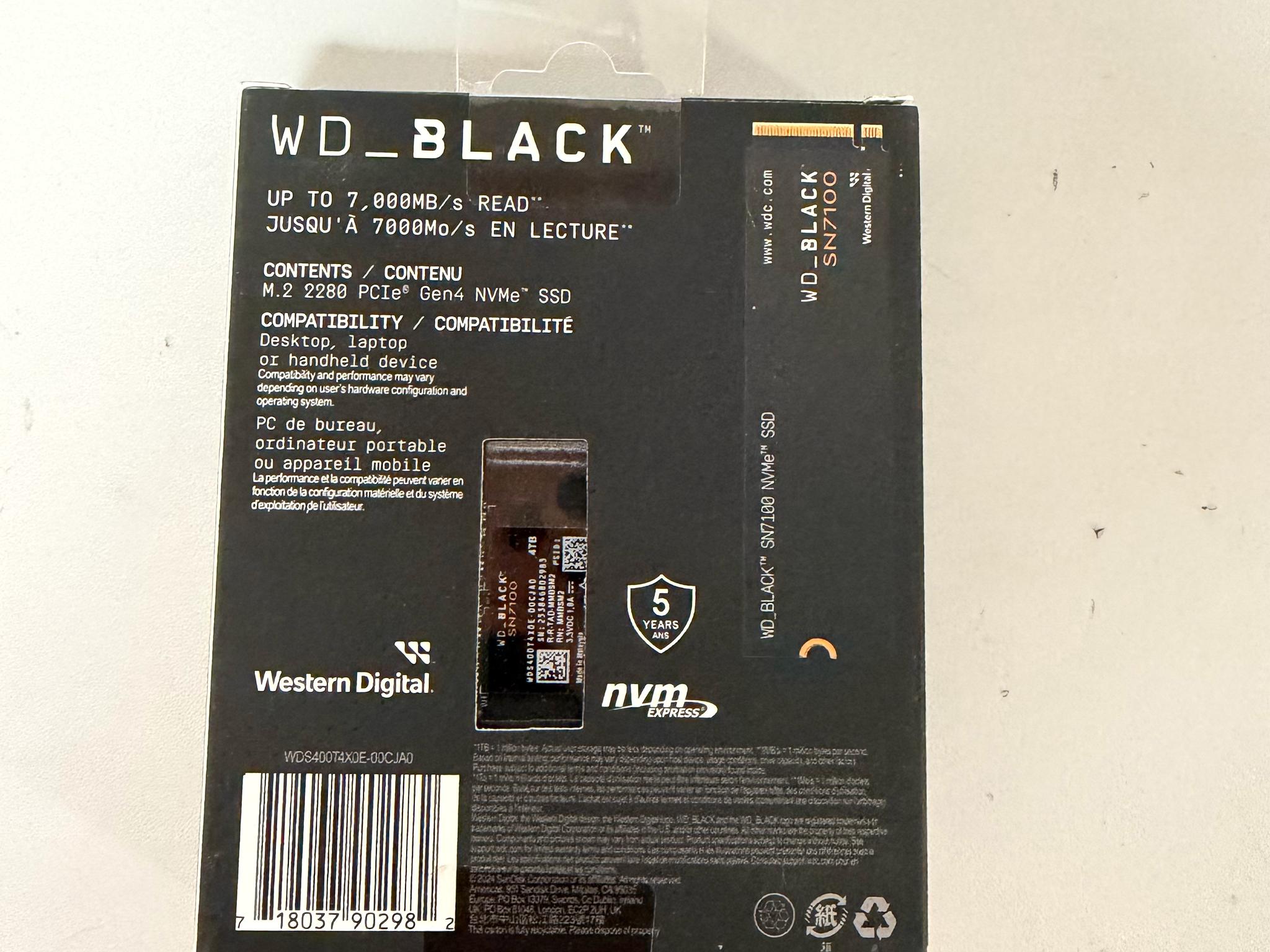 WD Black SN7100 4TB NVME SSD - NEW