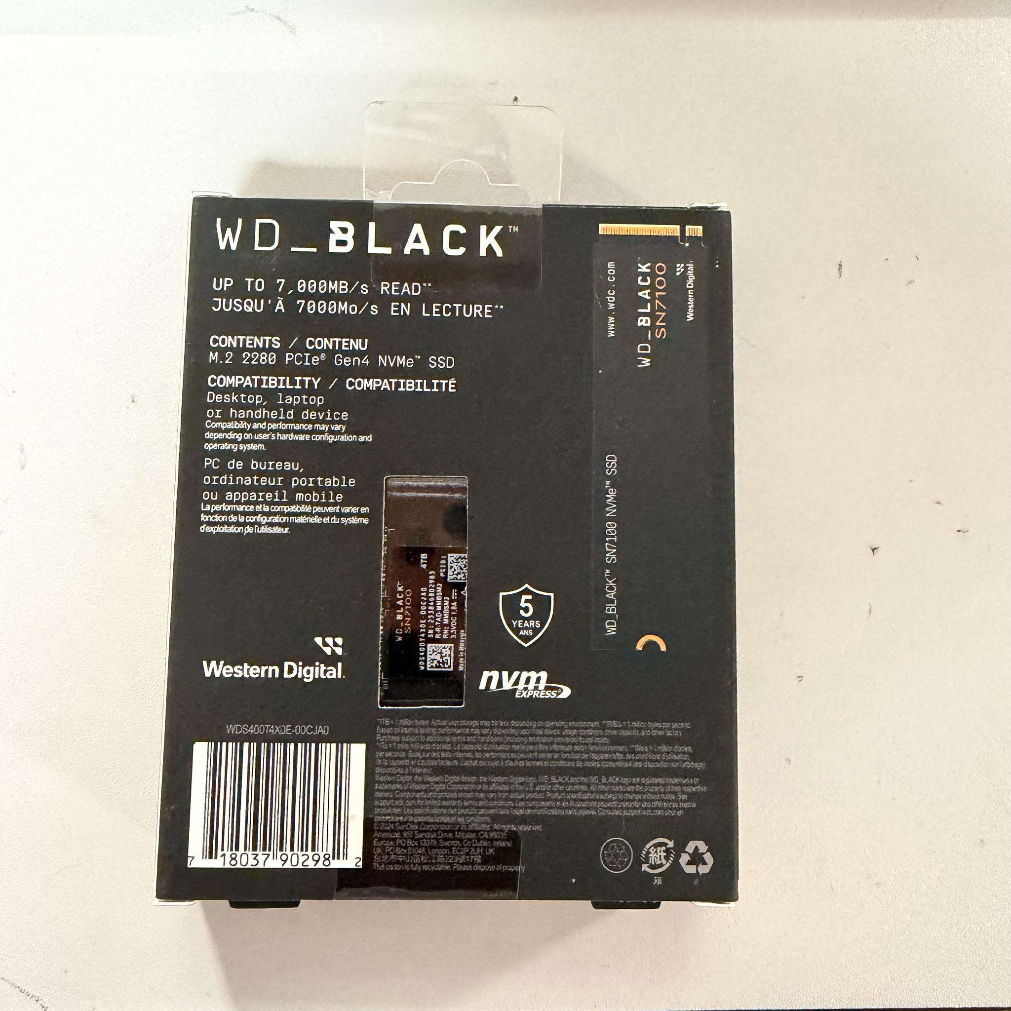 WD Black SN7100 4TB NVME SSD - NEW
