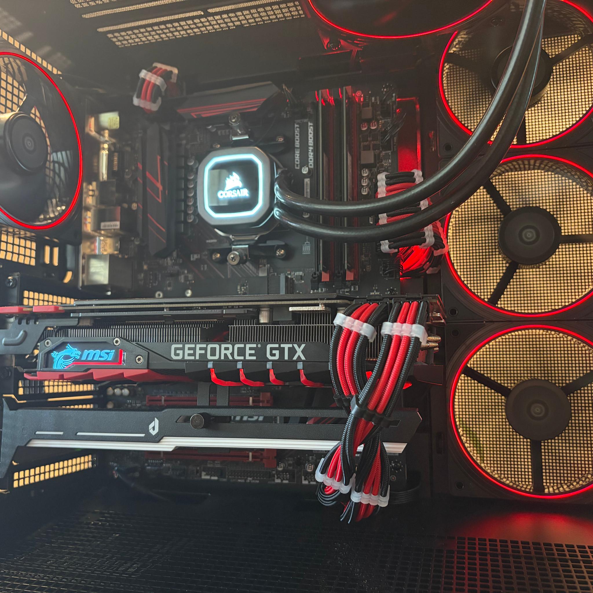 Black/Red Gaming PC - GTX 1080 Ti | Ryzen 5 5500 | 16gb RAM | 512gb NVMe | Windows 11 | WiFi + BT
