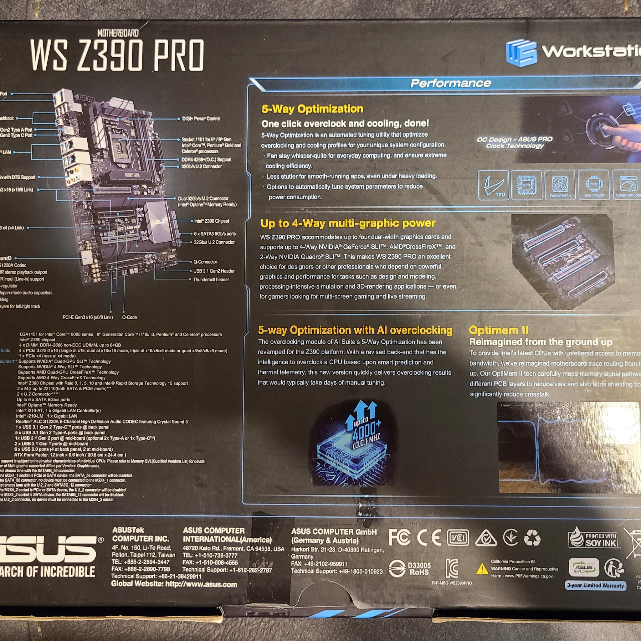 ASUS WS Z390 Motherboard Combo Loaded 32 GB DDR4 SSD Intel Pentium Gold G5420 Noctua Cooler