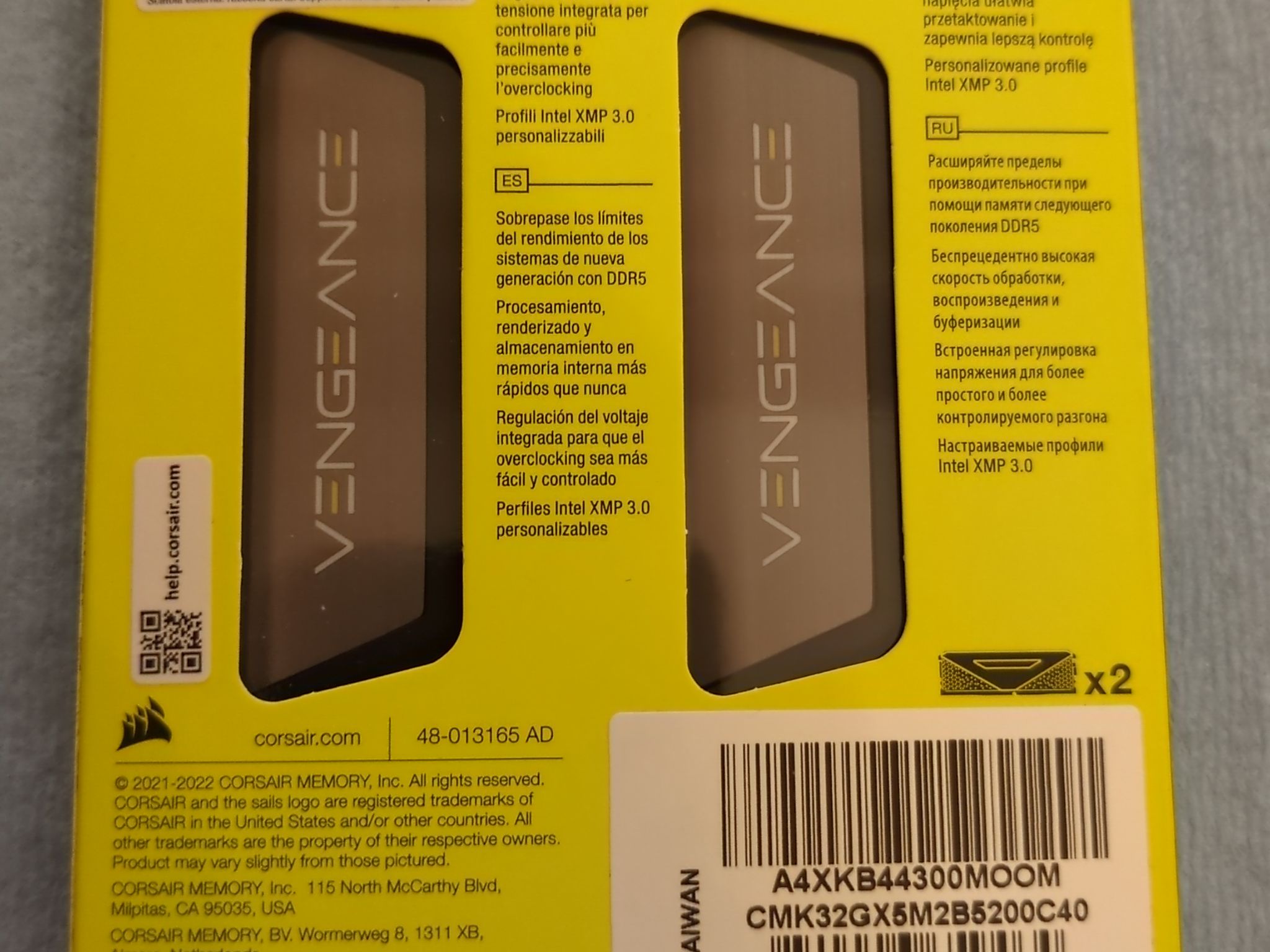 Corsair Vengeance DDR5 32GB (2x16GB) 5200MT/s 40-40-40-77 1.25V