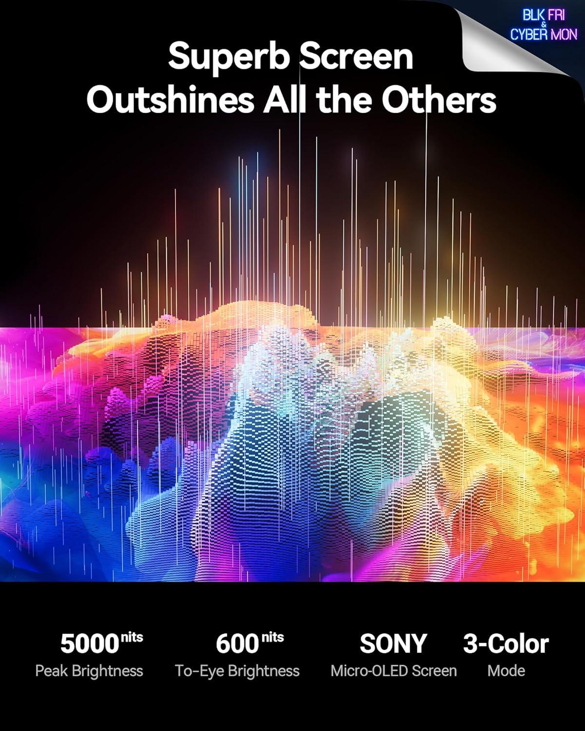 RAYNEO Air 2s AR/XR Glasses 201" 120Hz 5000 Nits FHD OLED Display, AR XR Video Gaming Glasses