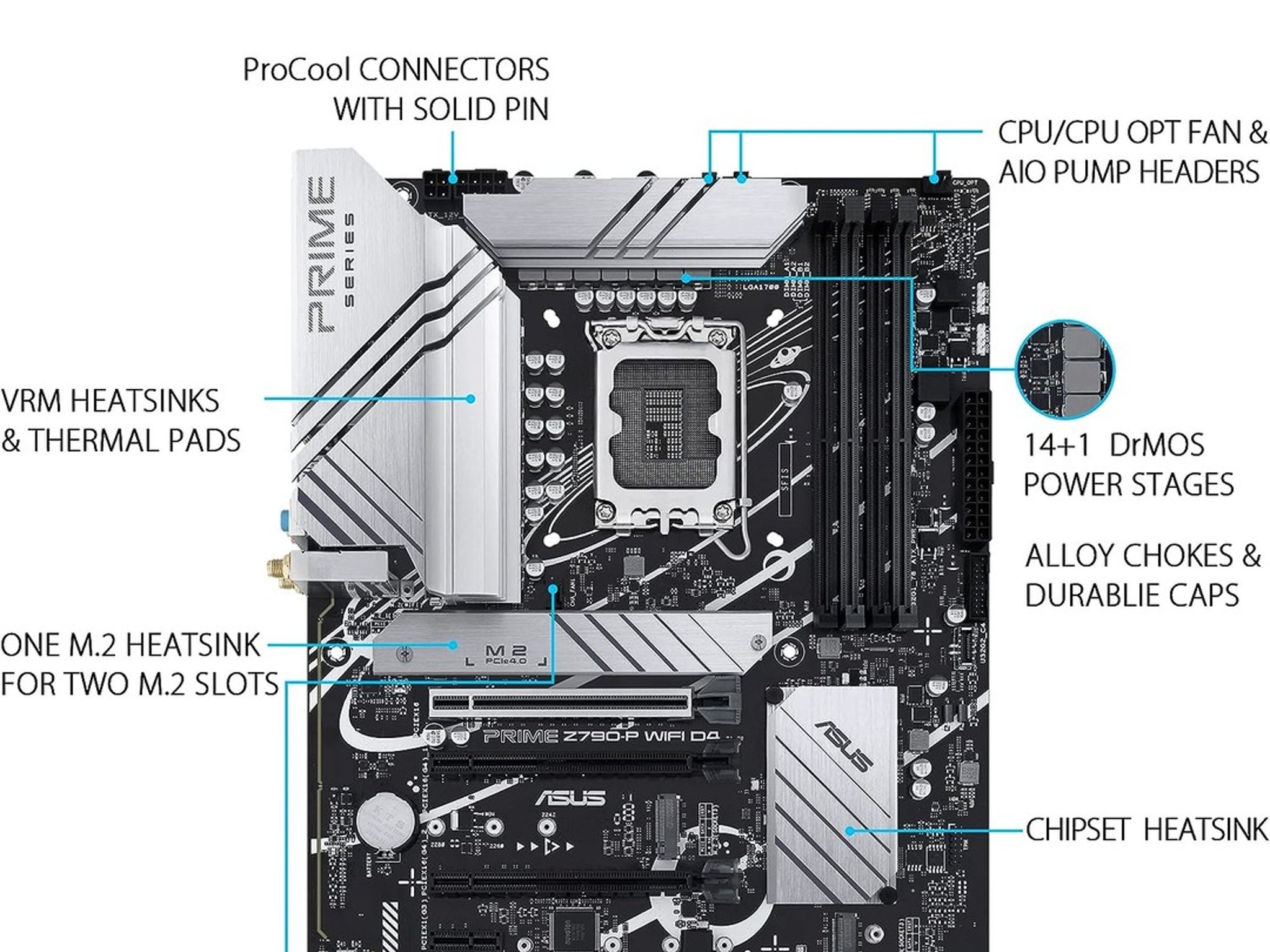 ASUS PRIME Z790-P WIFI D4 Intel LGA 1700 Z790 ATX M.2 Desktop Motherboard A