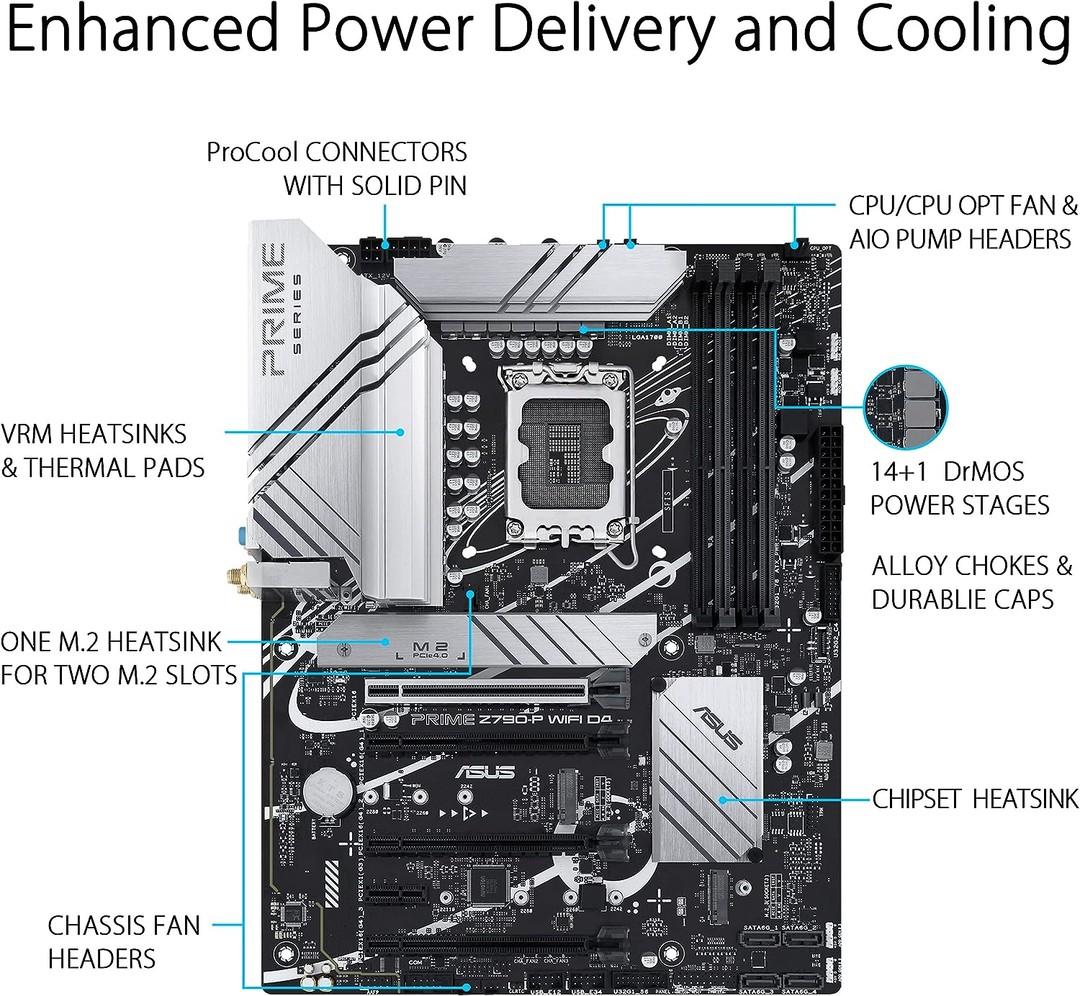 ASUS PRIME Z790-P WIFI D4 Intel LGA 1700 Z790 ATX M.2 Desktop Motherboard A
