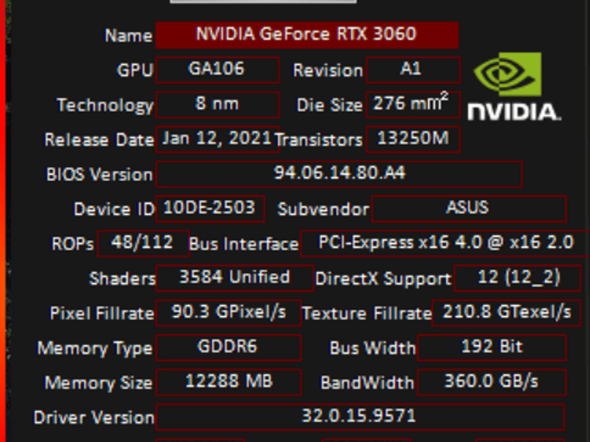 Asus ROG Strix GeForce RTX 3060 Gaming