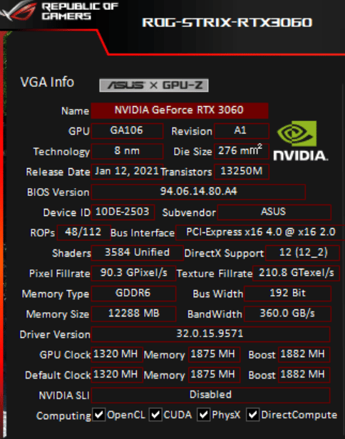 Asus ROG Strix GeForce RTX 3060 Gaming
