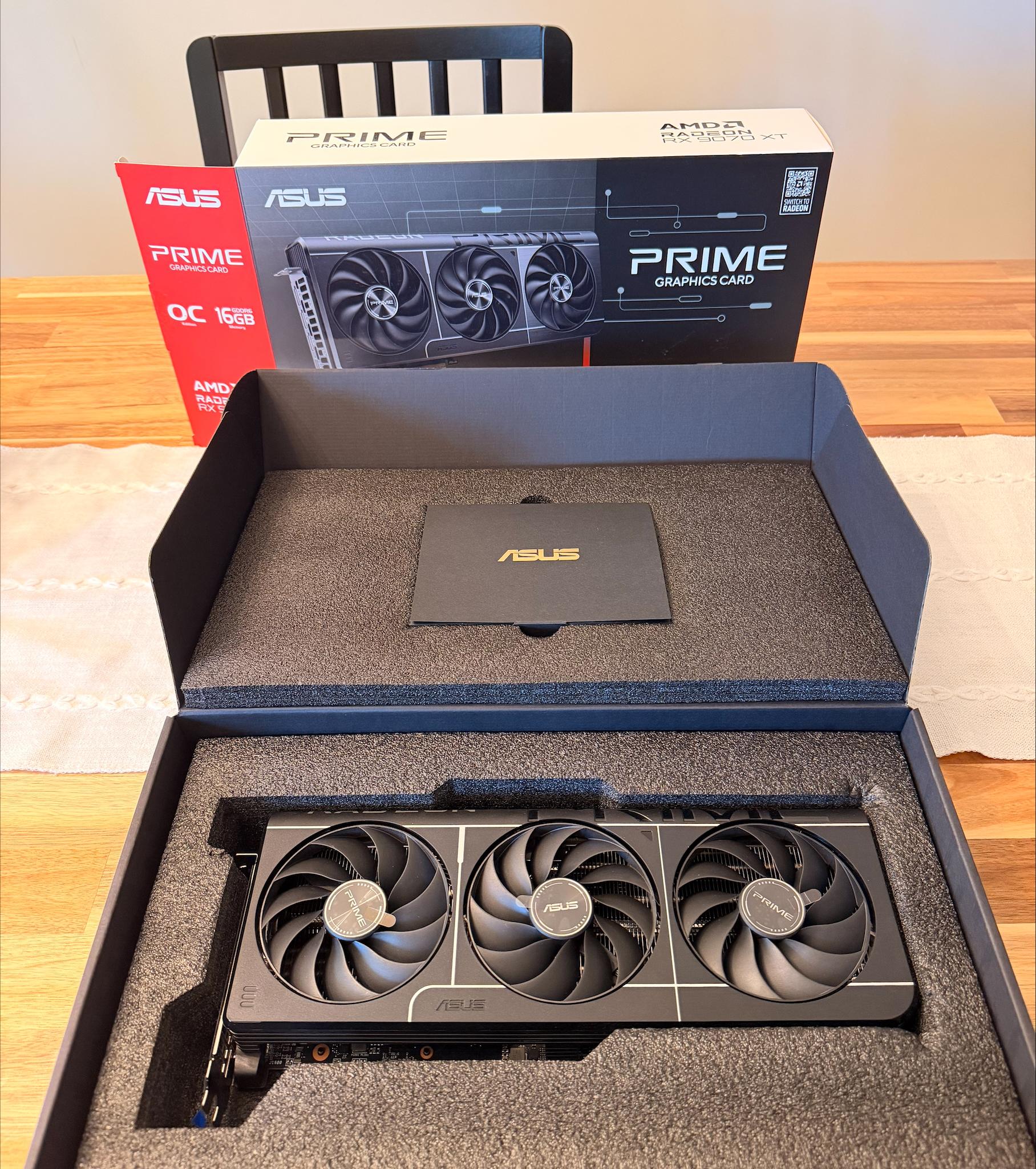 AMD Radeon ASUS Prime RX 9070XT 16GB OC, Brand New