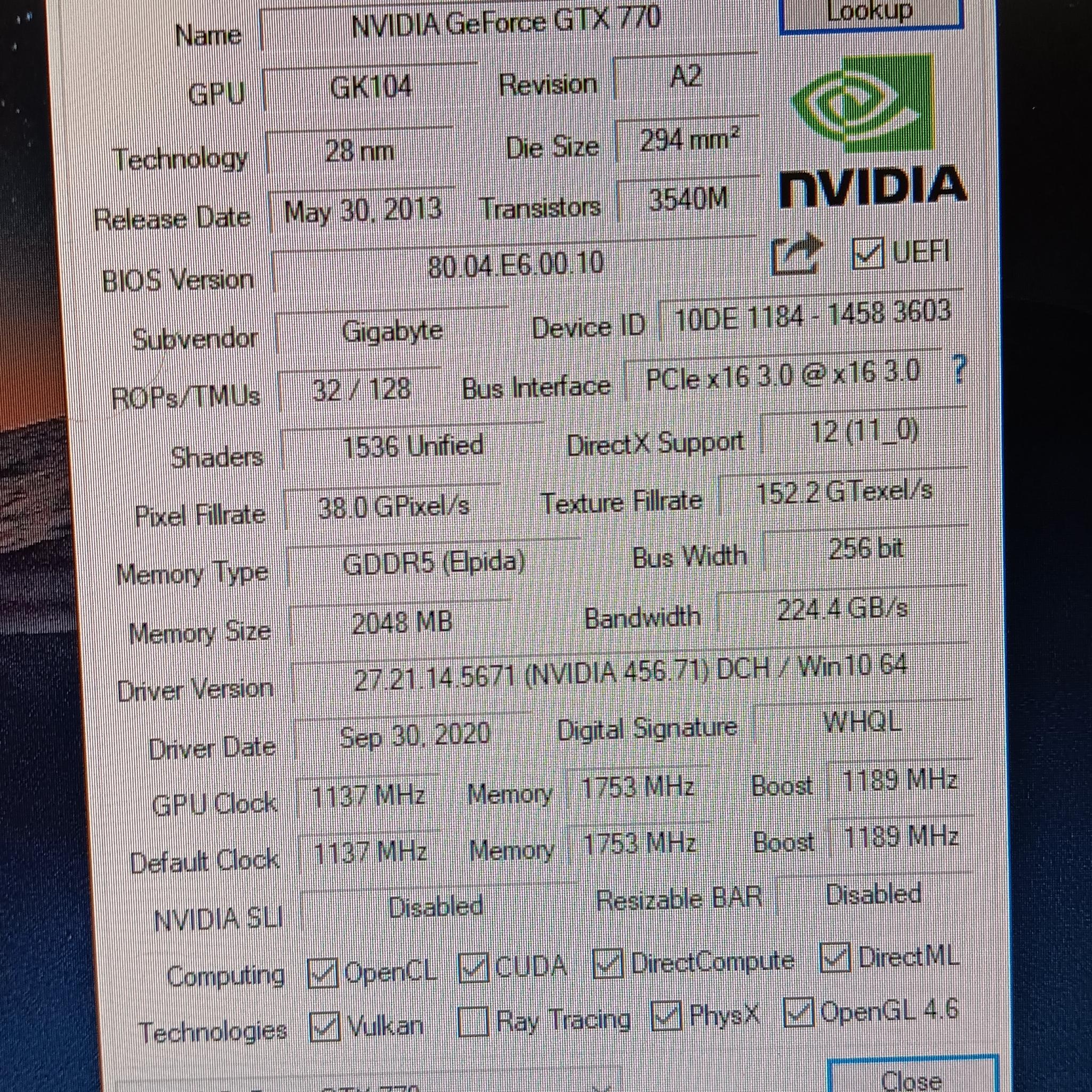 Gigabyte Windforce GeForce GTX-770 2GB GDDR5 GPU