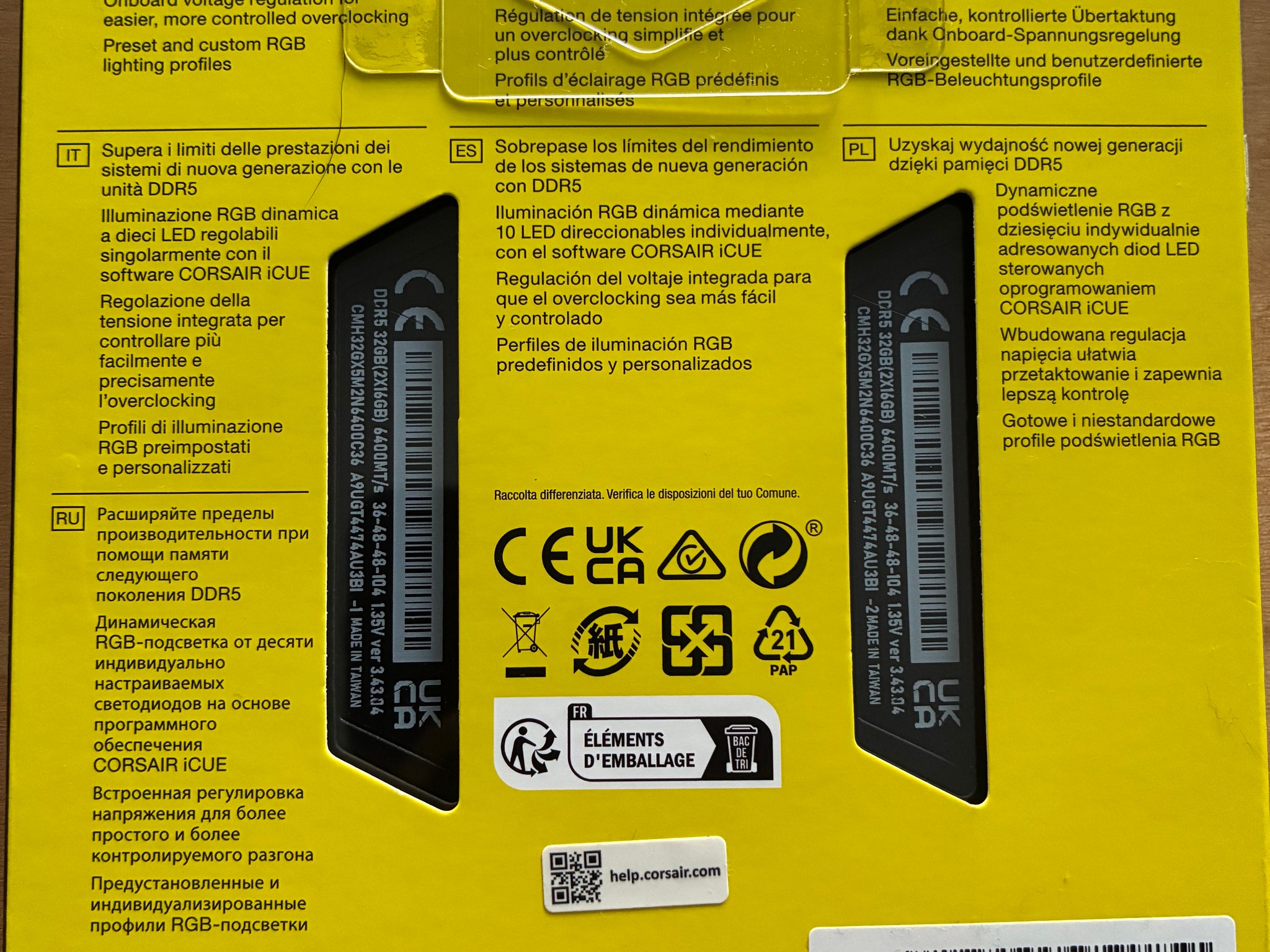Corsair Vengeance RGB DDR5 6400MHz 32GB (16GB x 2)
