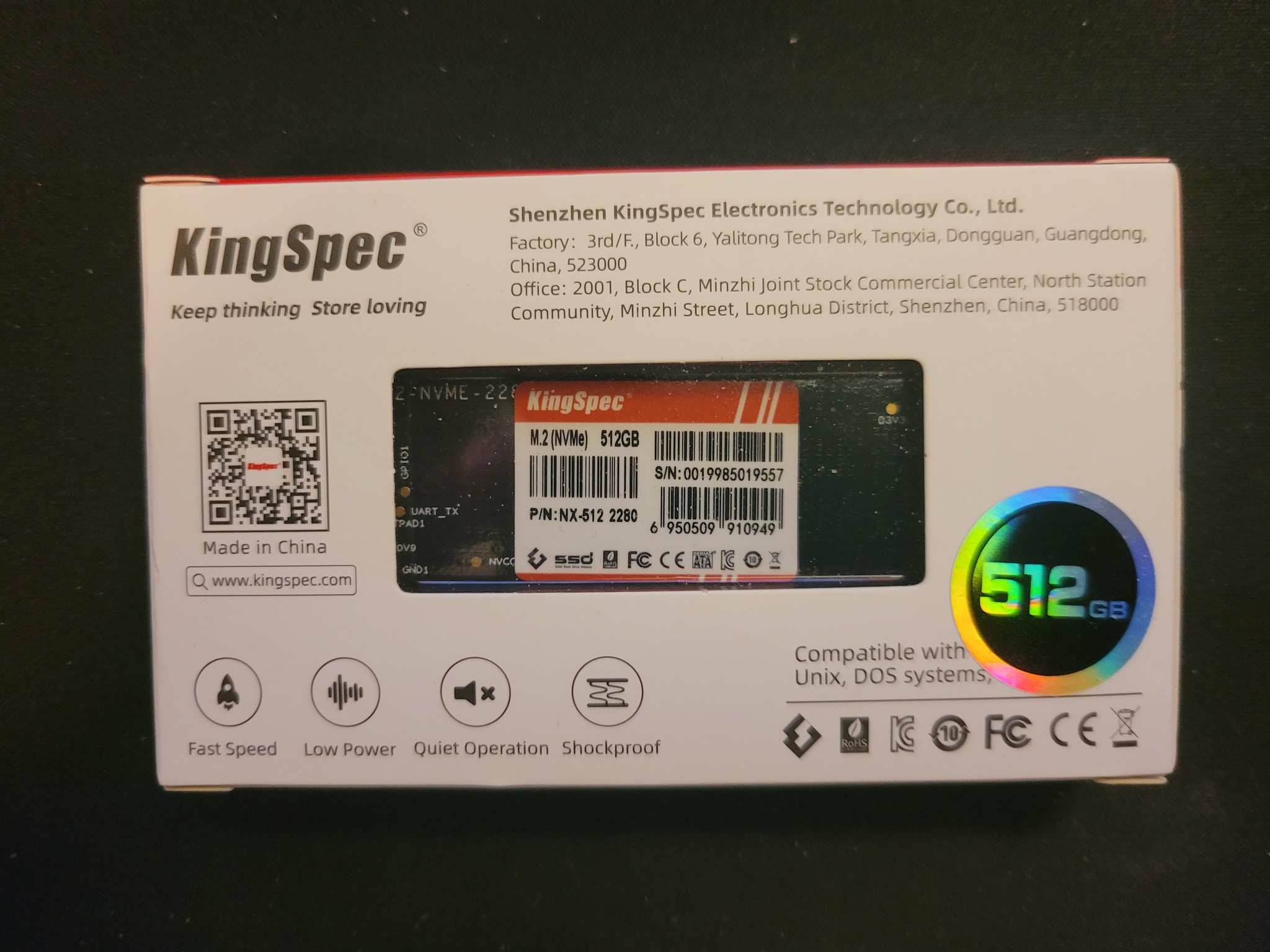 KingSpec M.2 NVMe 512GB SSD