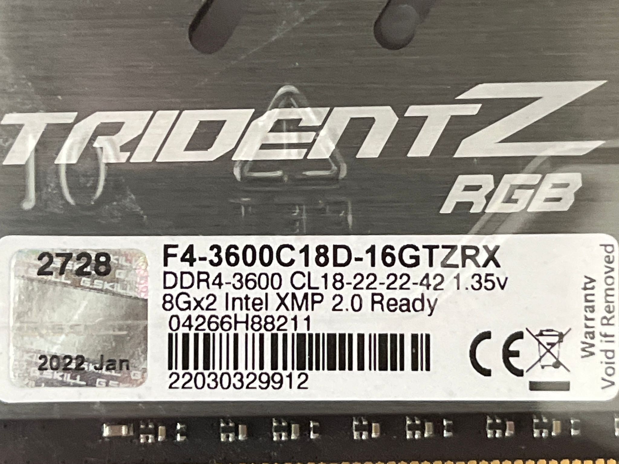 G.Skill TridentZ RGB 16GB DDR4-3600 (2x8GB)