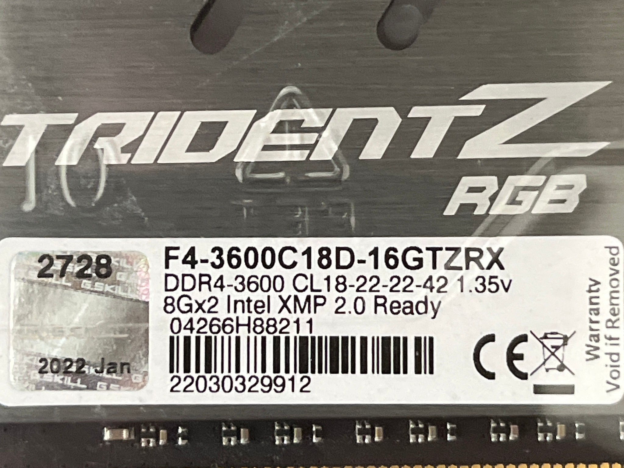 G.Skill TridentZ RGB 16GB DDR4-3600 (2x8GB)