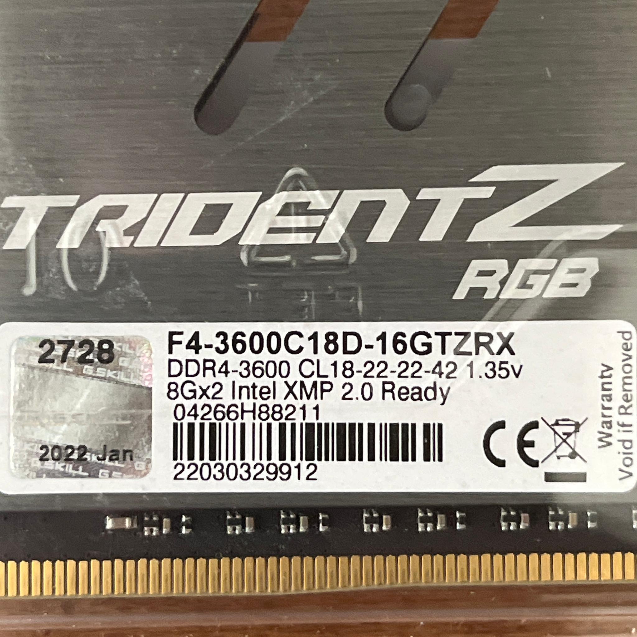 G.Skill TridentZ RGB 16GB DDR4-3600 (2x8GB)