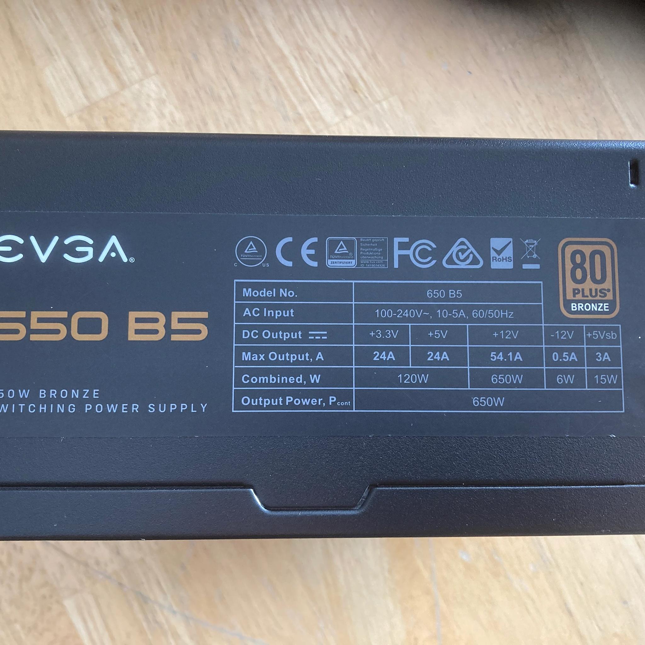 EVGA B5 650 watt 80+Bronze Fully Modular Power Supply