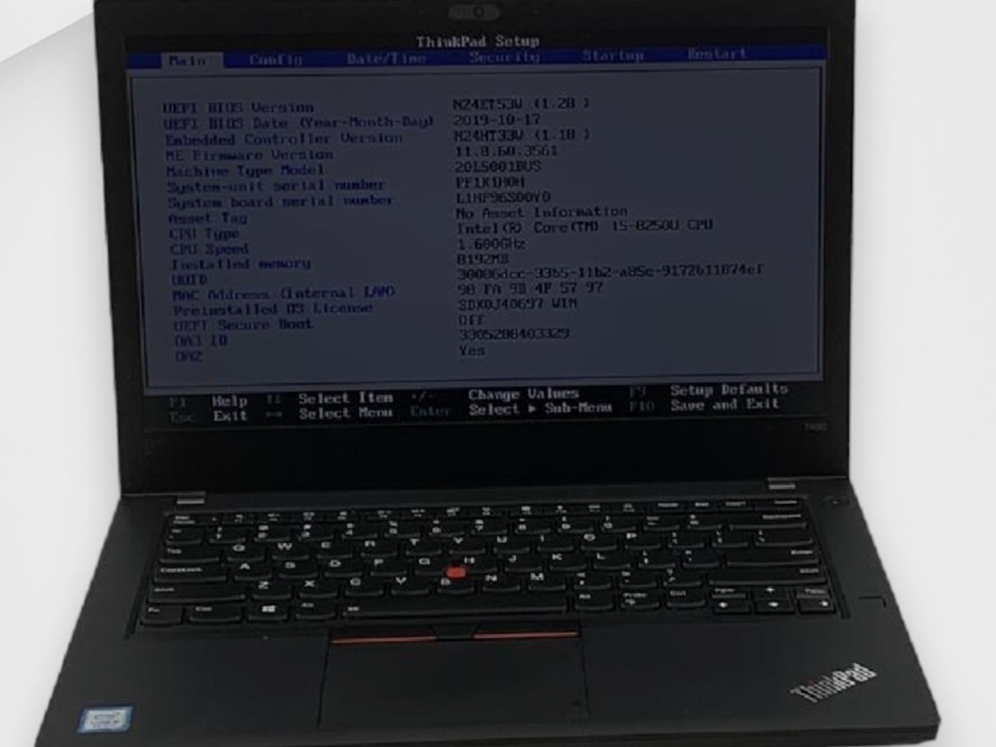 LENOVO THINKPAD T480 Intel Core i5-8350U 1.90GHz 16GB RAM 256GB SSD