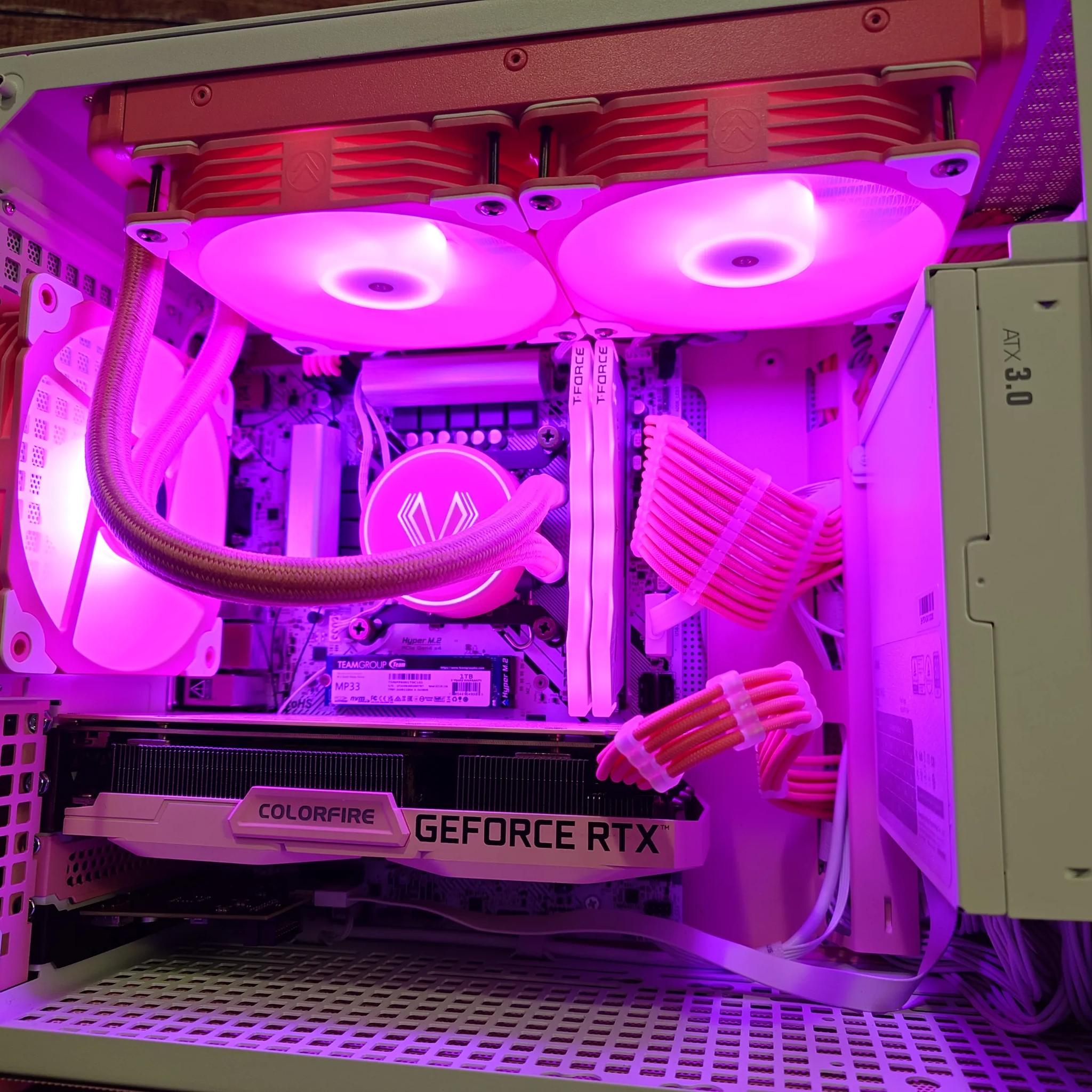 Slay 👑💅: Pink/White 1080P+ Gaming PC - i5 12400 / RTX 3060 12GB / 32GB DDR5 / 1TB NVME