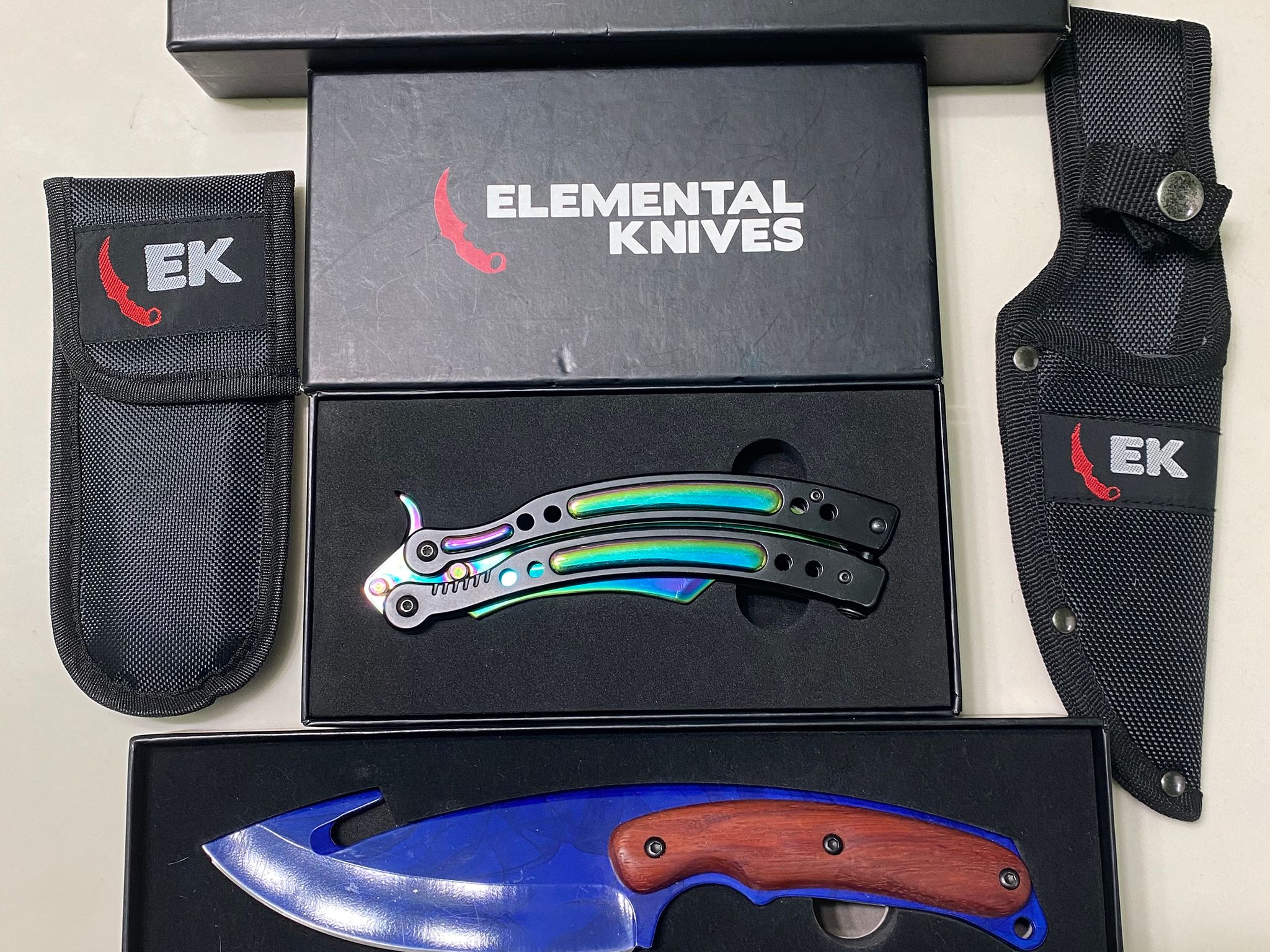 Elemental Knives - Fade Butterfly Knife/Sapphire Gut Knife - RARE CSGO Replicas