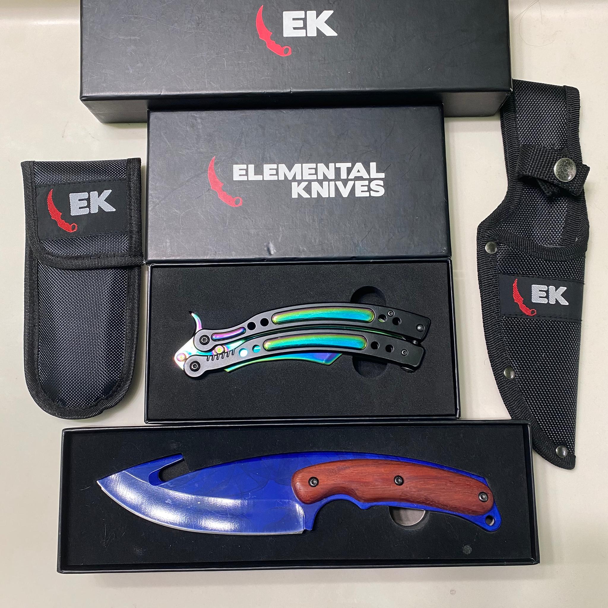 Elemental Knives - Fade Butterfly Knife/Sapphire Gut Knife - RARE CSGO Replicas