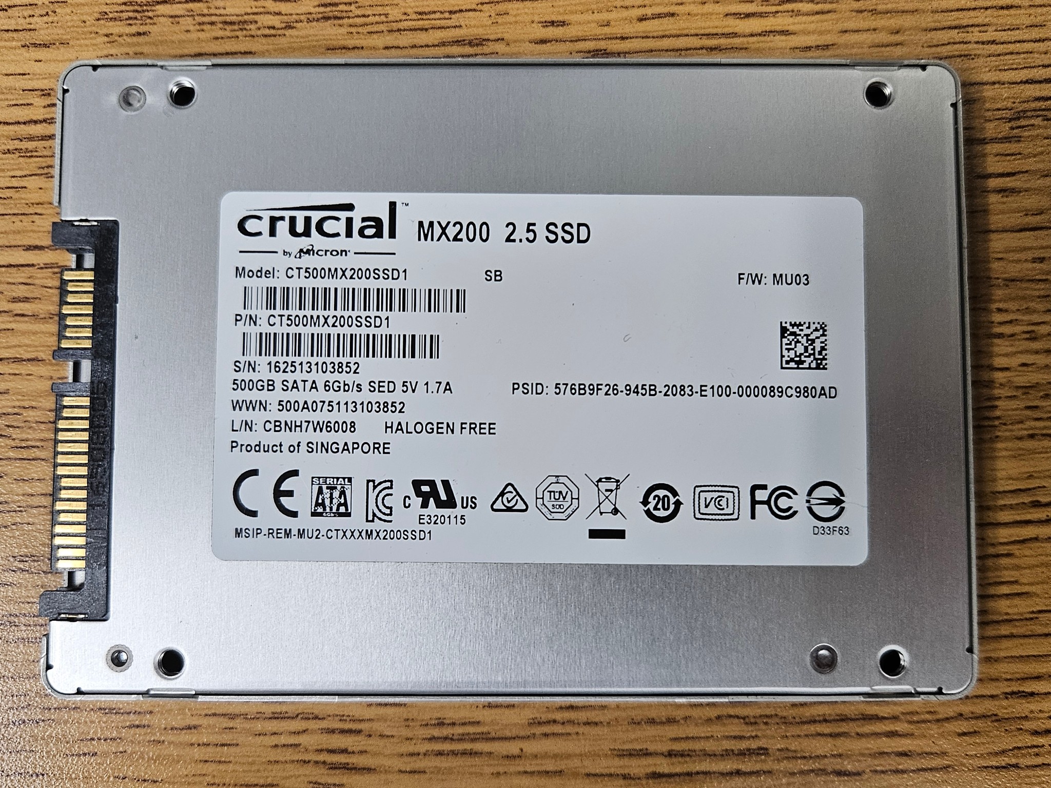 Crucial MX200 500GB 2.5" SATA SSD