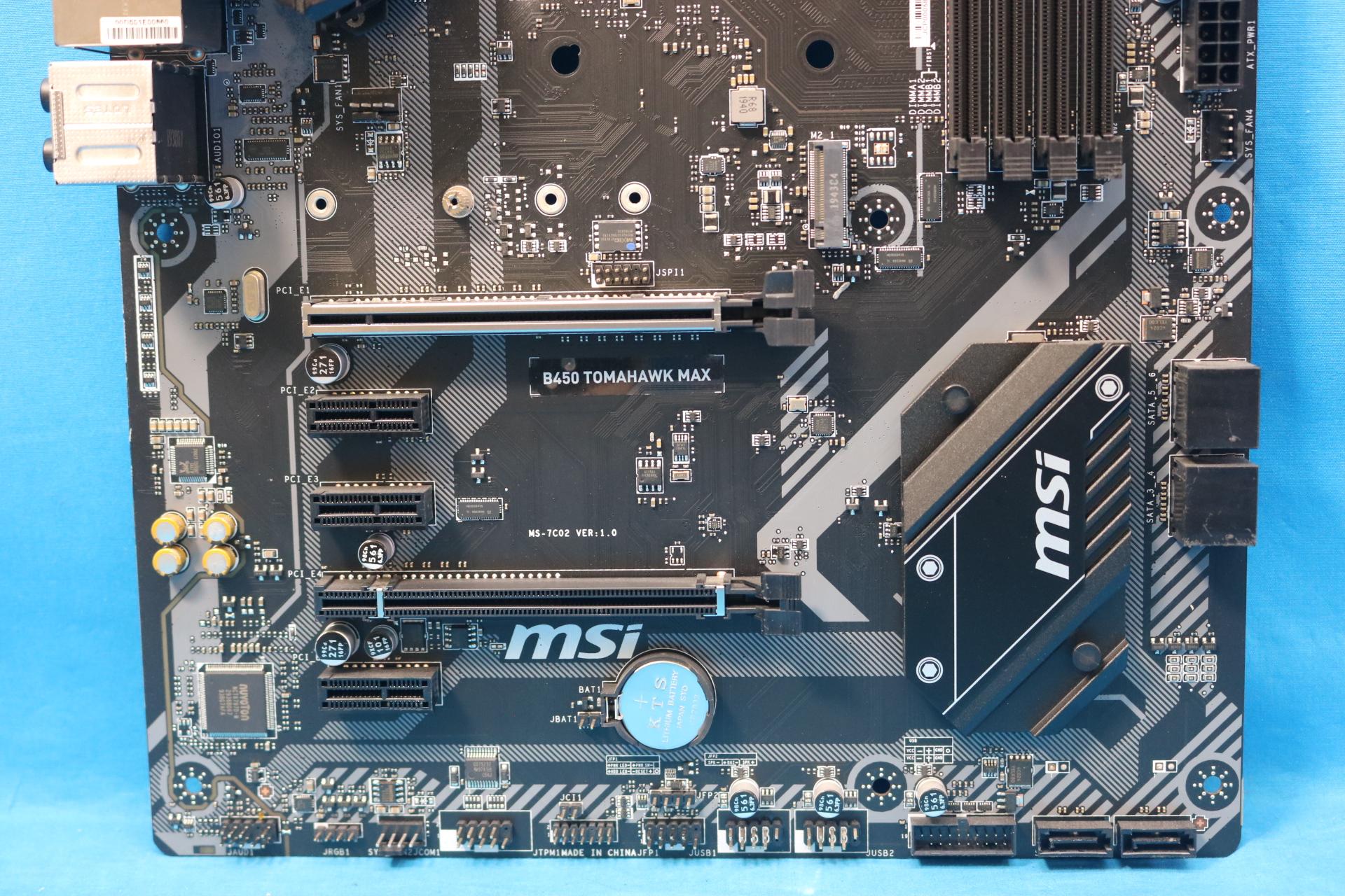 MSI B450 Tomahawk Max AMD Socket AM4 DDR4 ATX Desktop Motherboard No I/O Shield MS-7C02 VER: 1.0