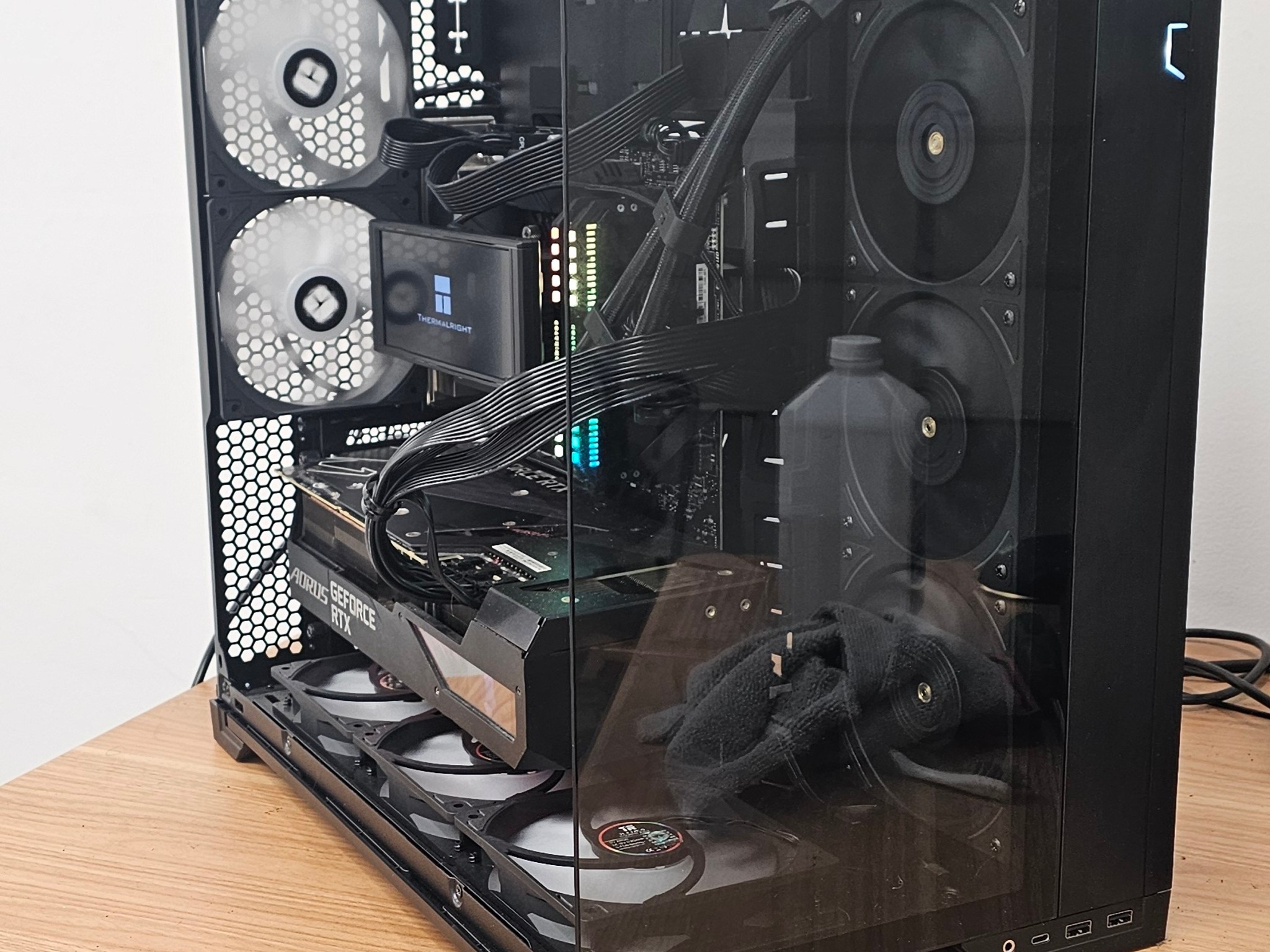 Black PC Case with Tempered Glass w/ 5 Fans