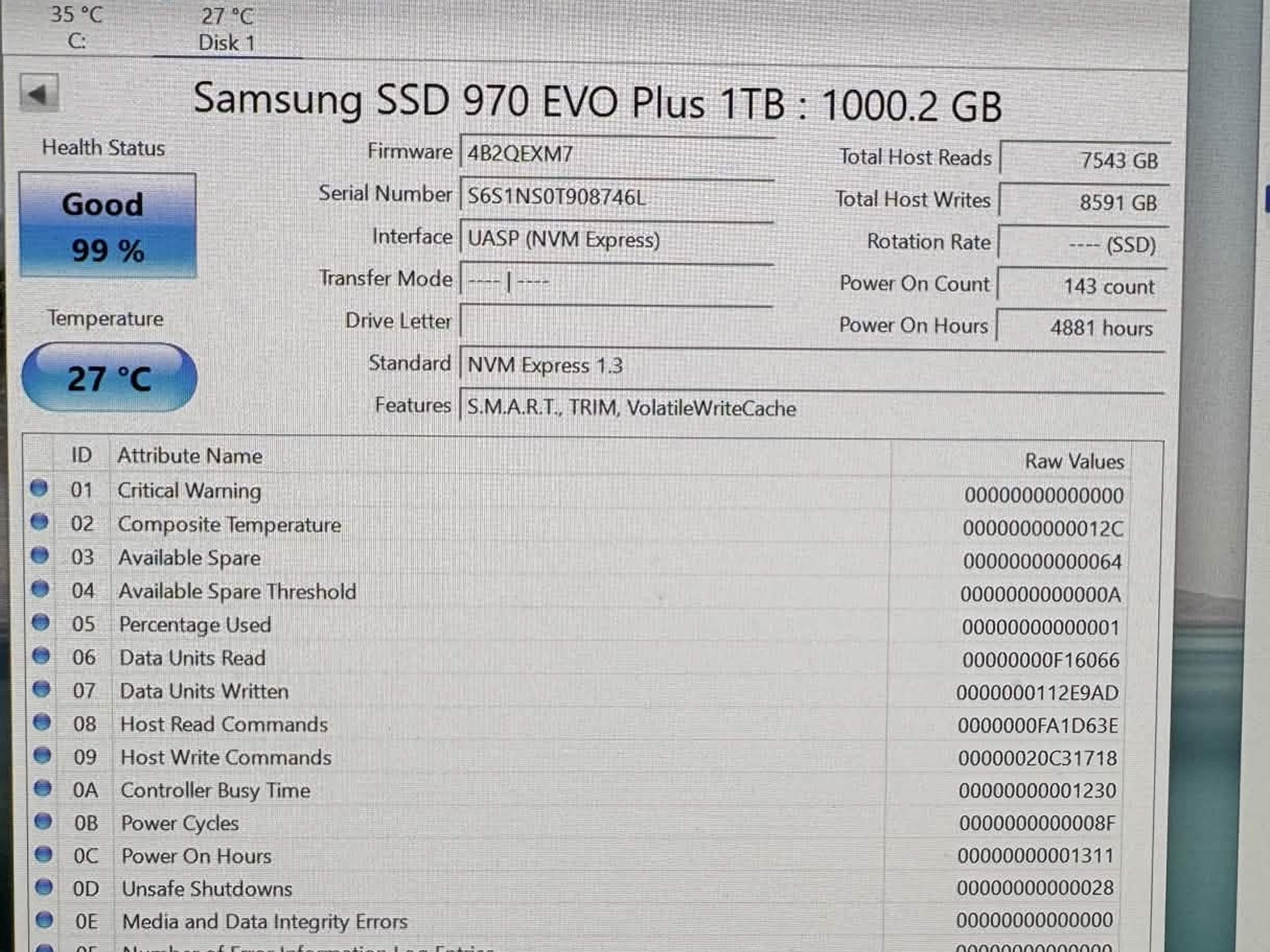 Samsung 970 EVO Plus 1TB NVMe m.2 SSD