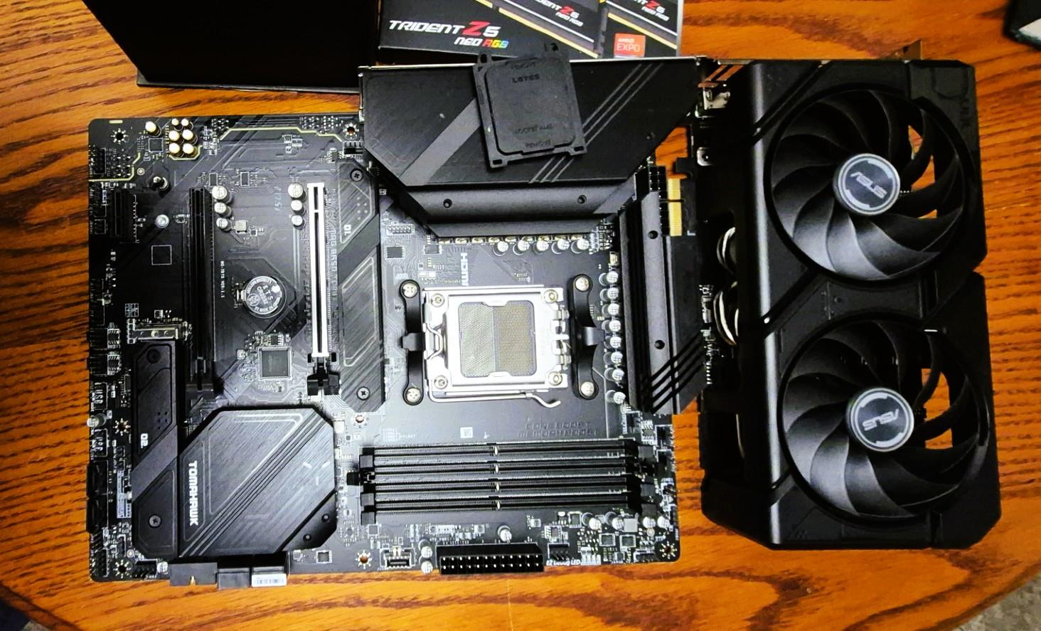 Pre-Owned MSI B650 WiFi ATX AMD Board, Ryzen 7 7800X3D CPU, 64GB G.Skill RAM, ASUS RTX 4060 EVO 8GB