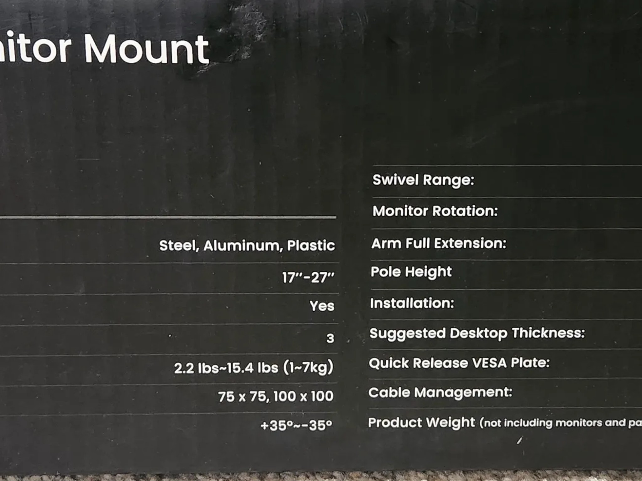 EVEO Triple Arm Monitor Mount