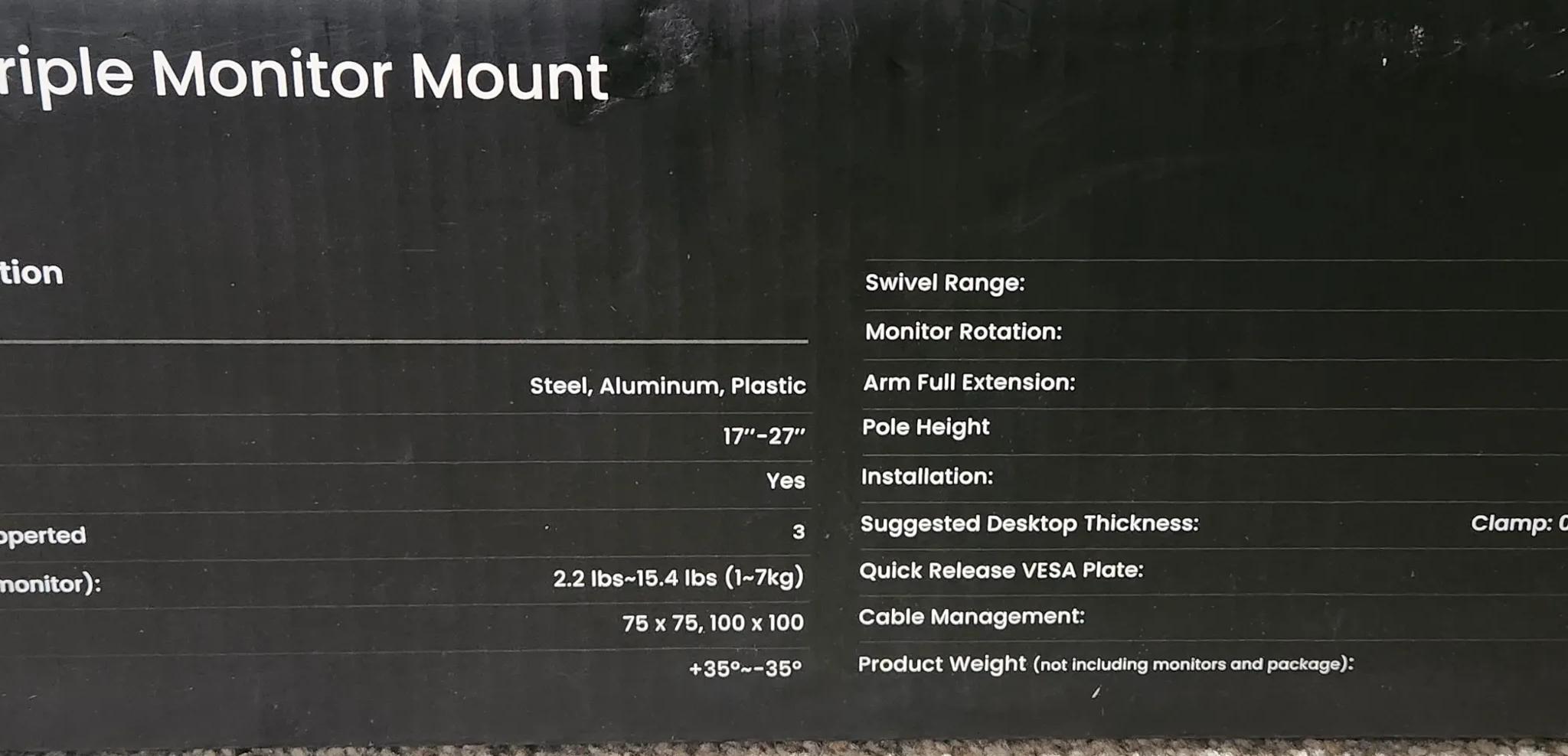 EVEO Triple Arm Monitor Mount