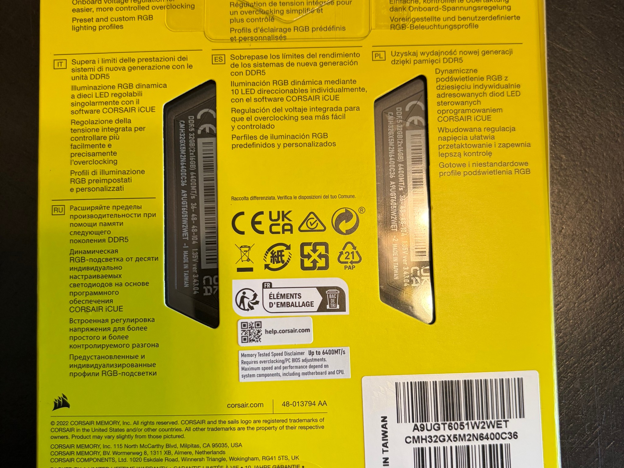 Corsair Vengence RGB 32GB DDR5 6400MHz CL36 Kit New-in-Box