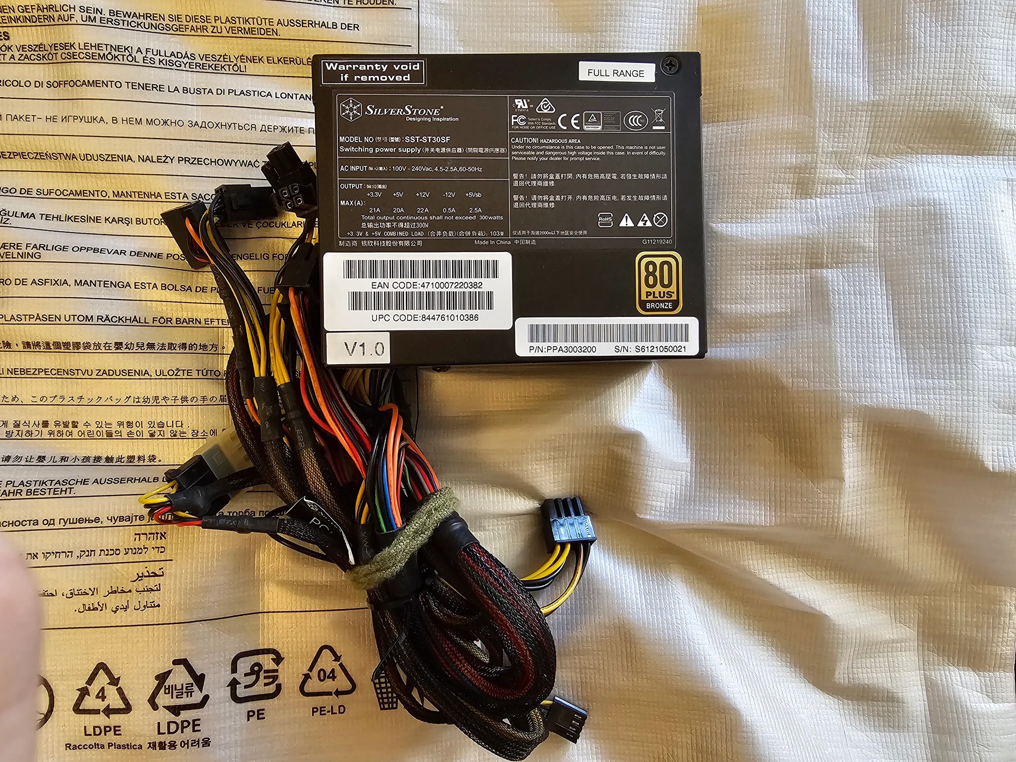 SilverStone Technology 300W SFX Form Factor 80 Plus Bronze Power Supply (ST30SF-V1)