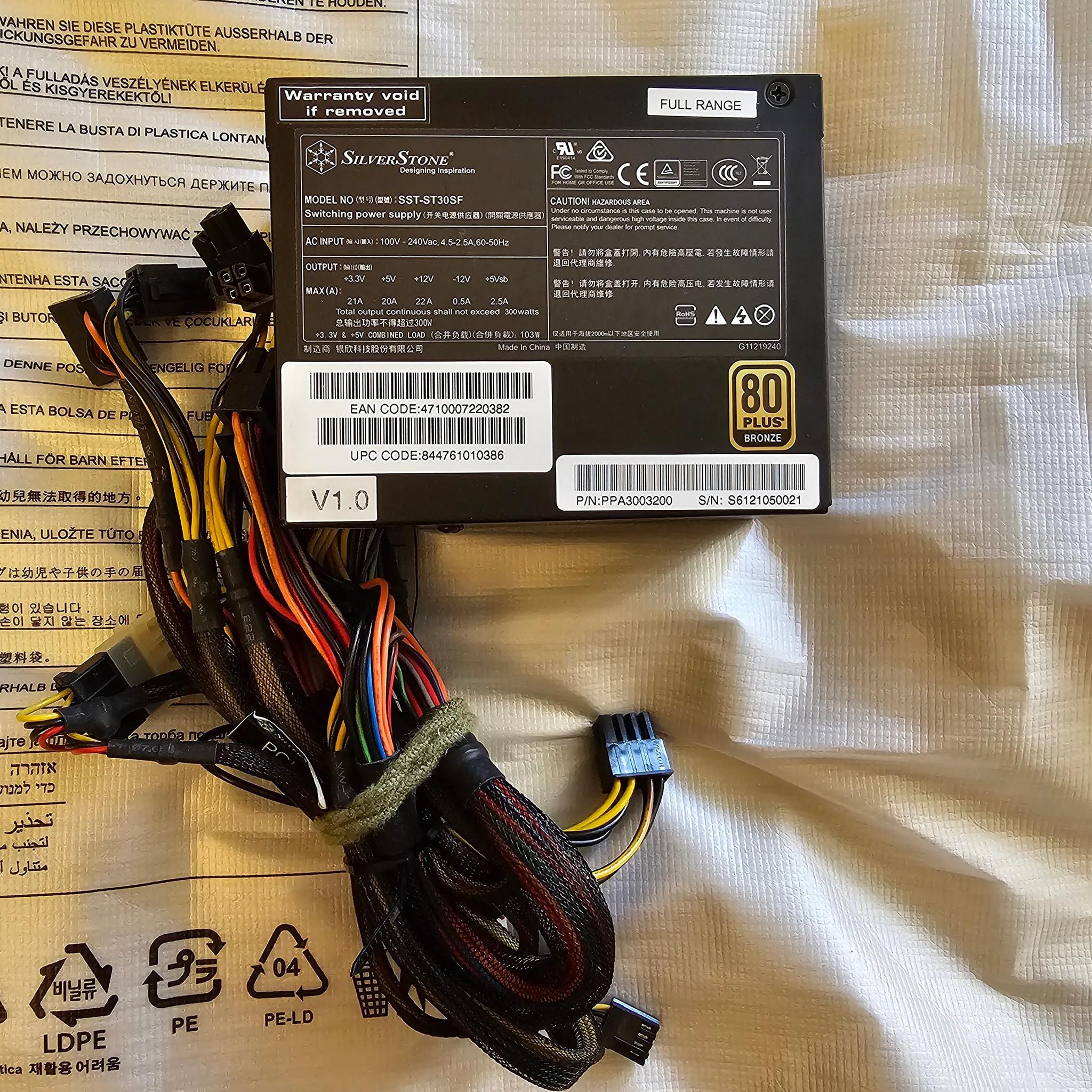 SilverStone Technology 300W SFX Form Factor 80 Plus Bronze Power Supply (ST30SF-V1)
