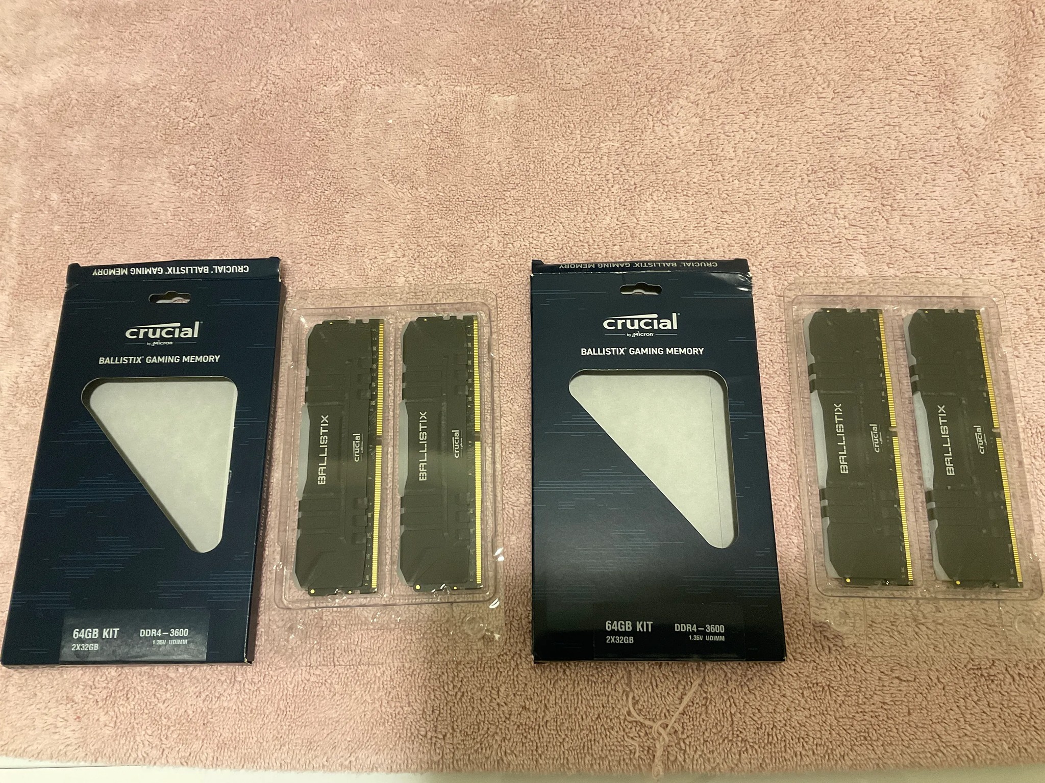 Crucial Ballistix 64GB DDR4-3600 RAM (2 kits of 64GB each, RGB variant)